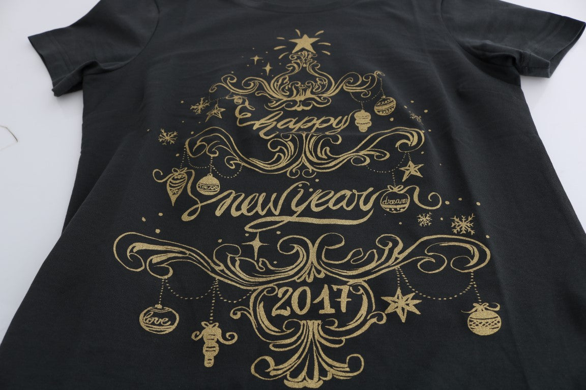 Dolce & Gabbana – T-Shirt aus grauer Baumwolle mit Motiv 2017