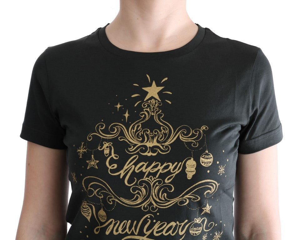 Dolce & Gabbana Grünes Baumwoll-T-Shirt mit Motiv 2017