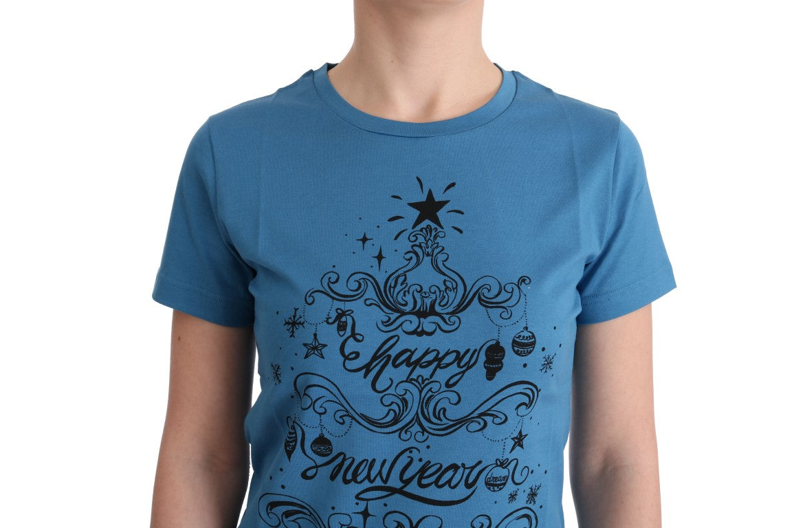 Dolce & Gabbana – T-Shirt aus blauer Baumwolle mit Motiv 2017