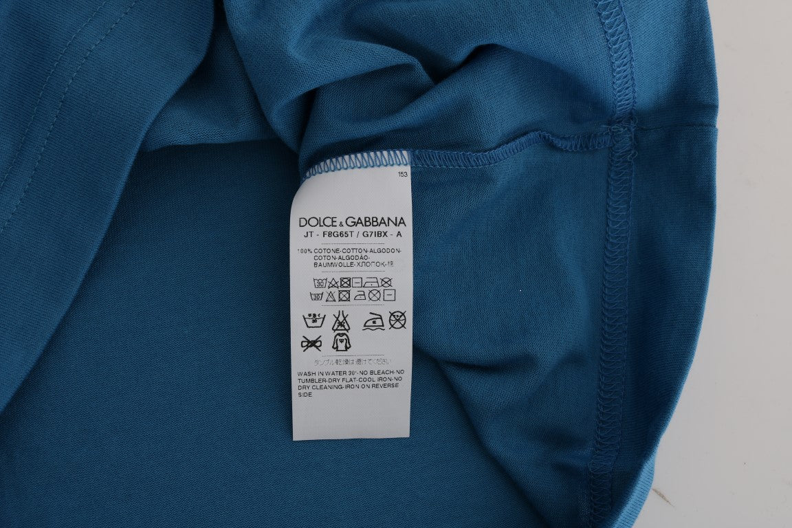 Dolce & Gabbana – T-Shirt aus blauer Baumwolle mit Motiv 2017