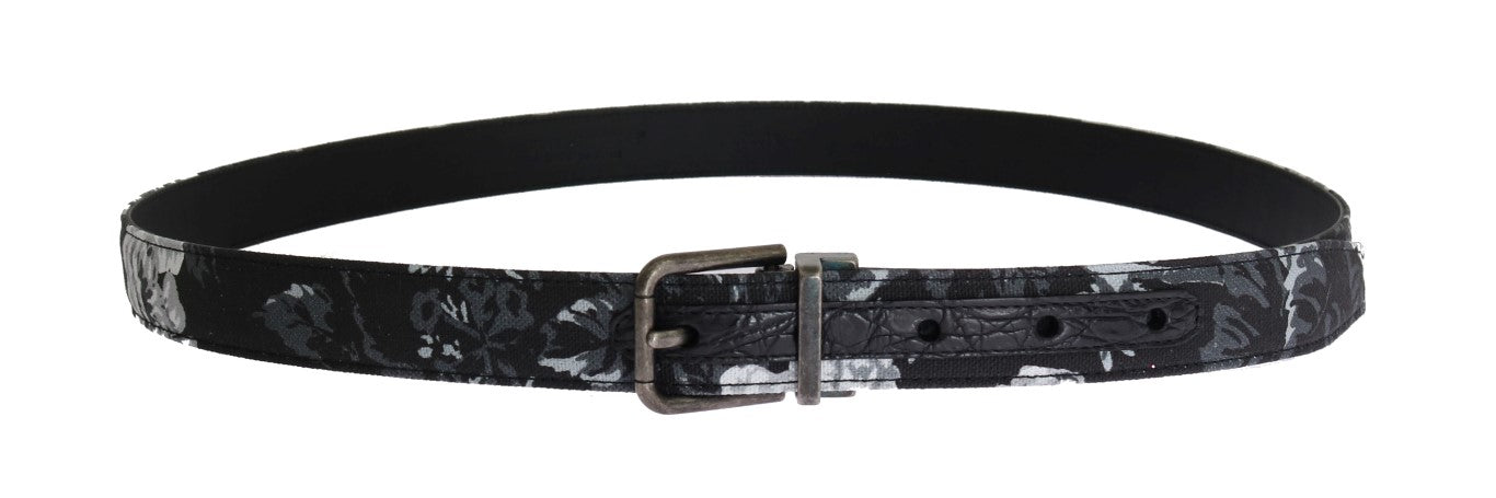 Dolce & Gabbana Schwarzer Cayman-Leinenledergürtel