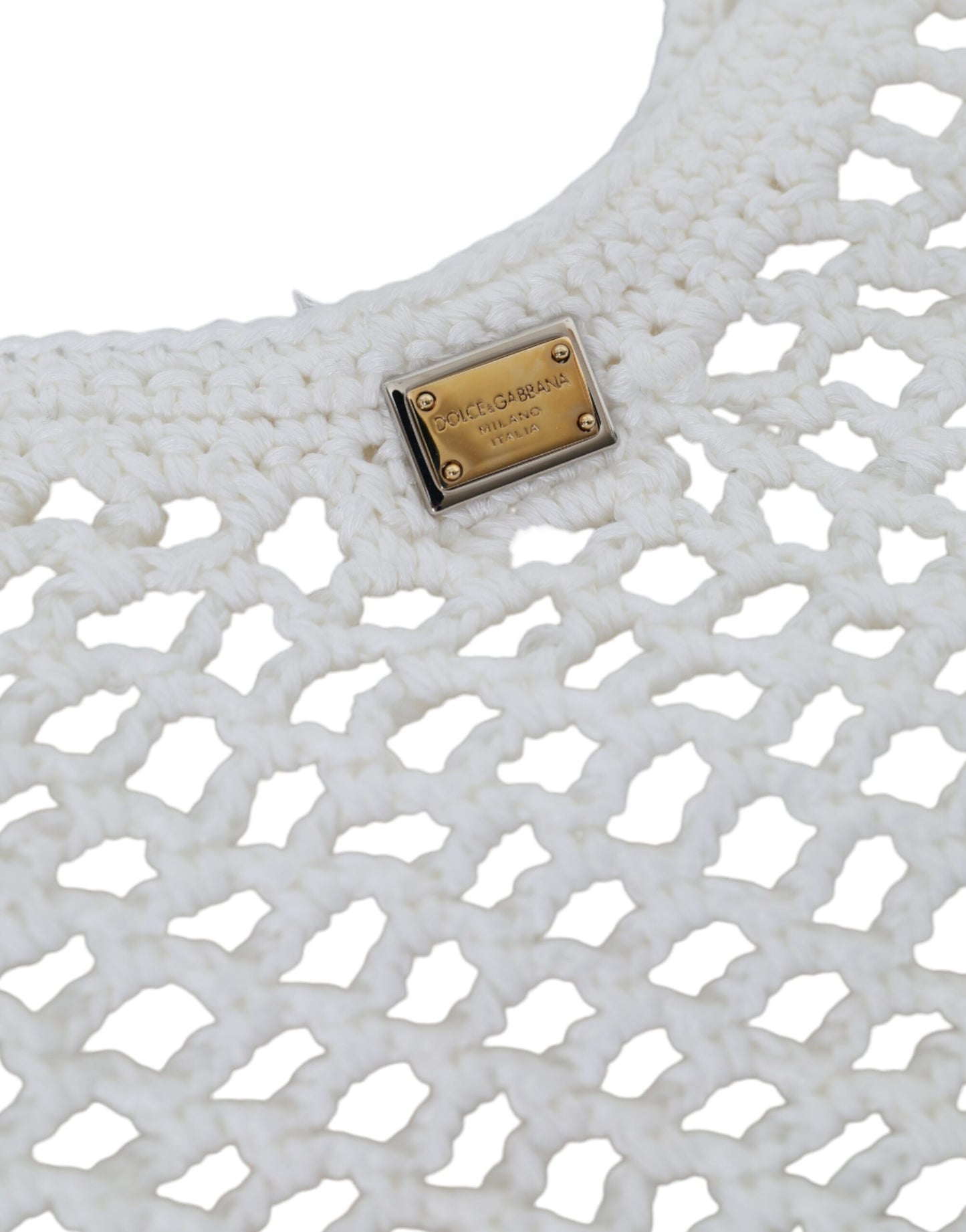 Dolce & Gabbana – Einkaufstasche mit Logo aus gestrickter Baumwolle in Weiß und Grün
