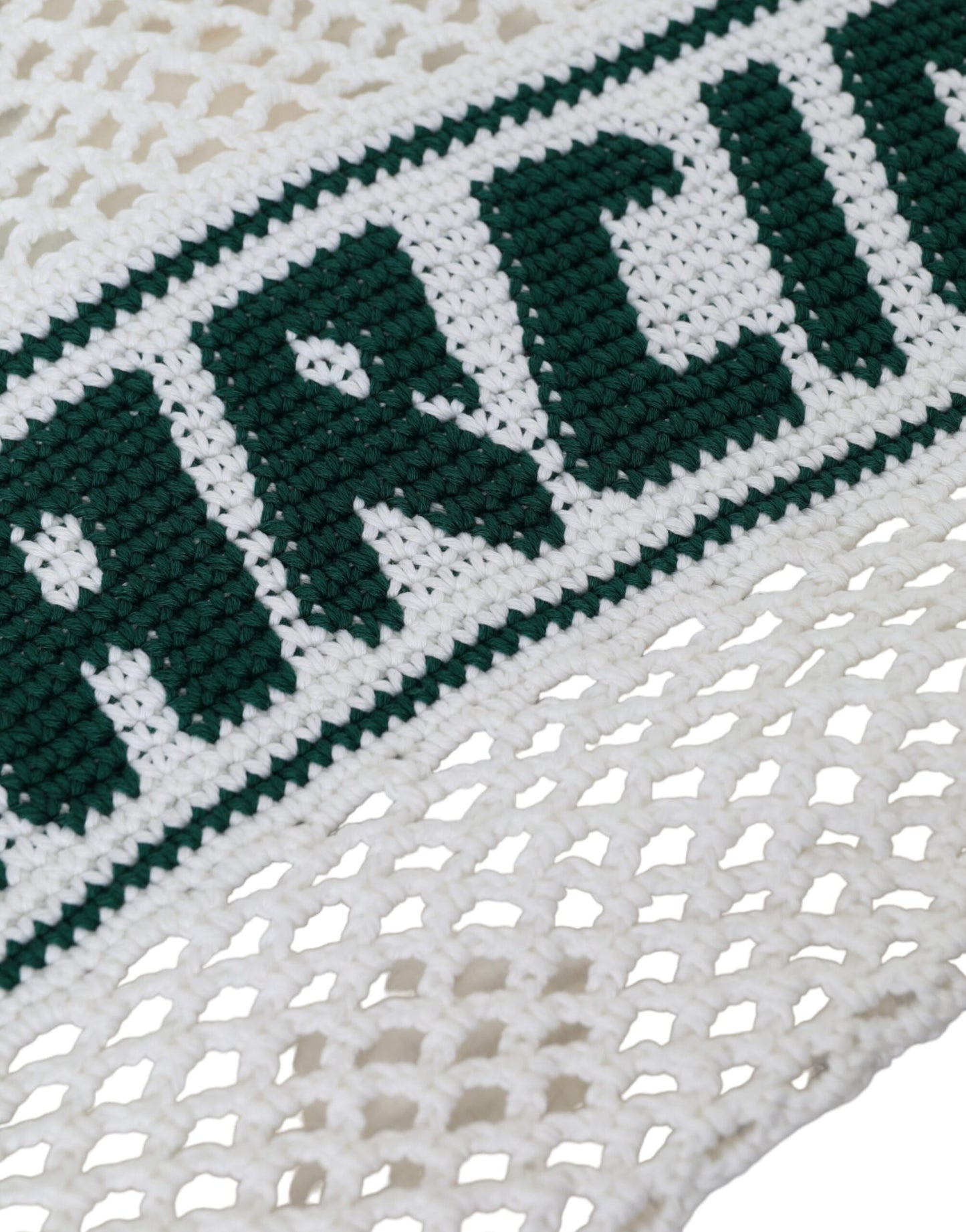 Dolce & Gabbana – Einkaufstasche mit Logo aus gestrickter Baumwolle in Weiß und Grün