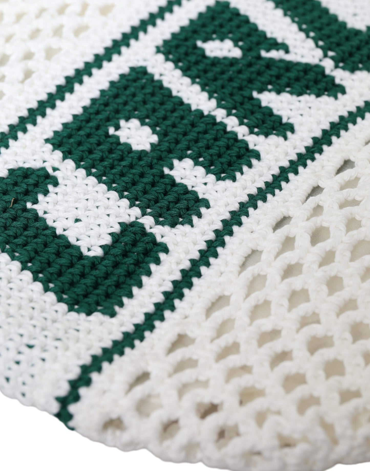 Dolce & Gabbana – Einkaufstasche mit Logo aus gestrickter Baumwolle in Weiß und Grün