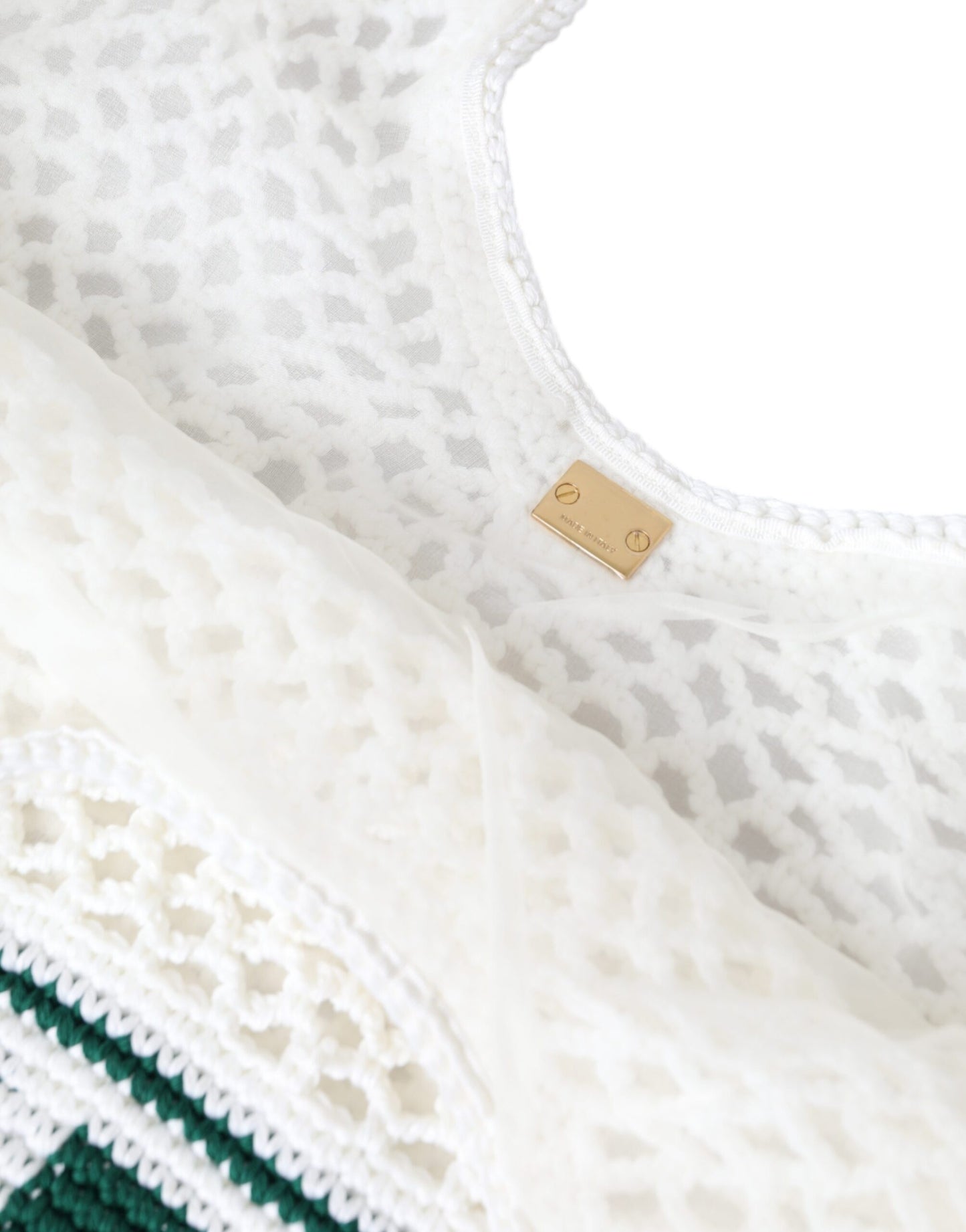 Dolce & Gabbana – Einkaufstasche mit Logo aus gestrickter Baumwolle in Weiß und Grün
