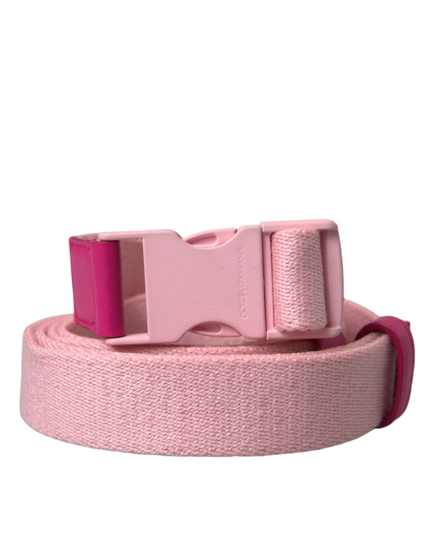 Dolce & Gabbana Damengürtel aus rosa Canvas mit Stretch-Kunststoffschnalle