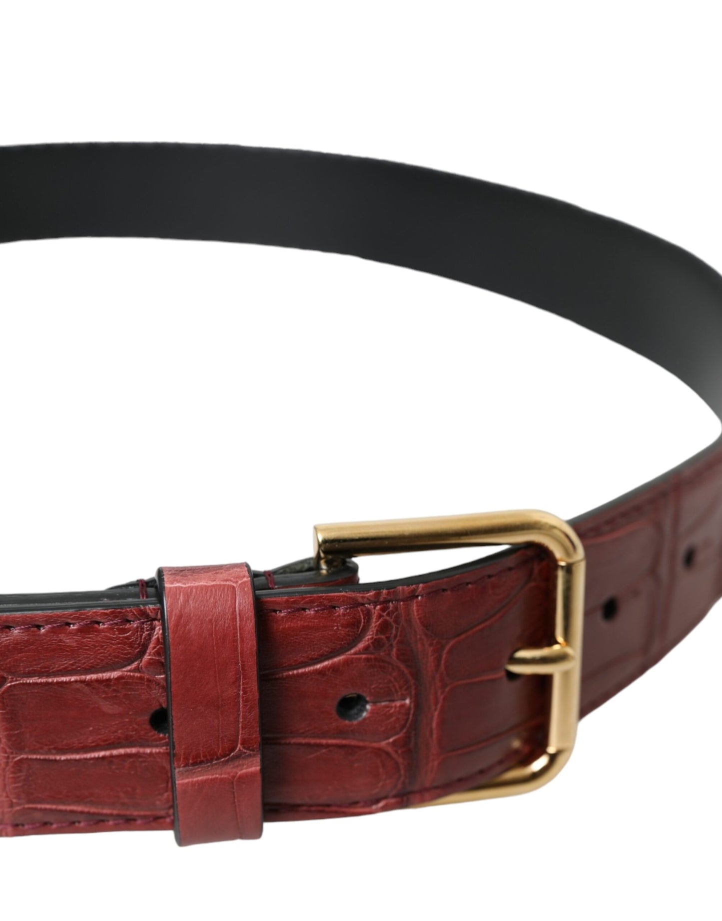 Dolce & Gabbana – Brauner Gürtel aus Alligatorleder mit Metallschnalle und Nieten
