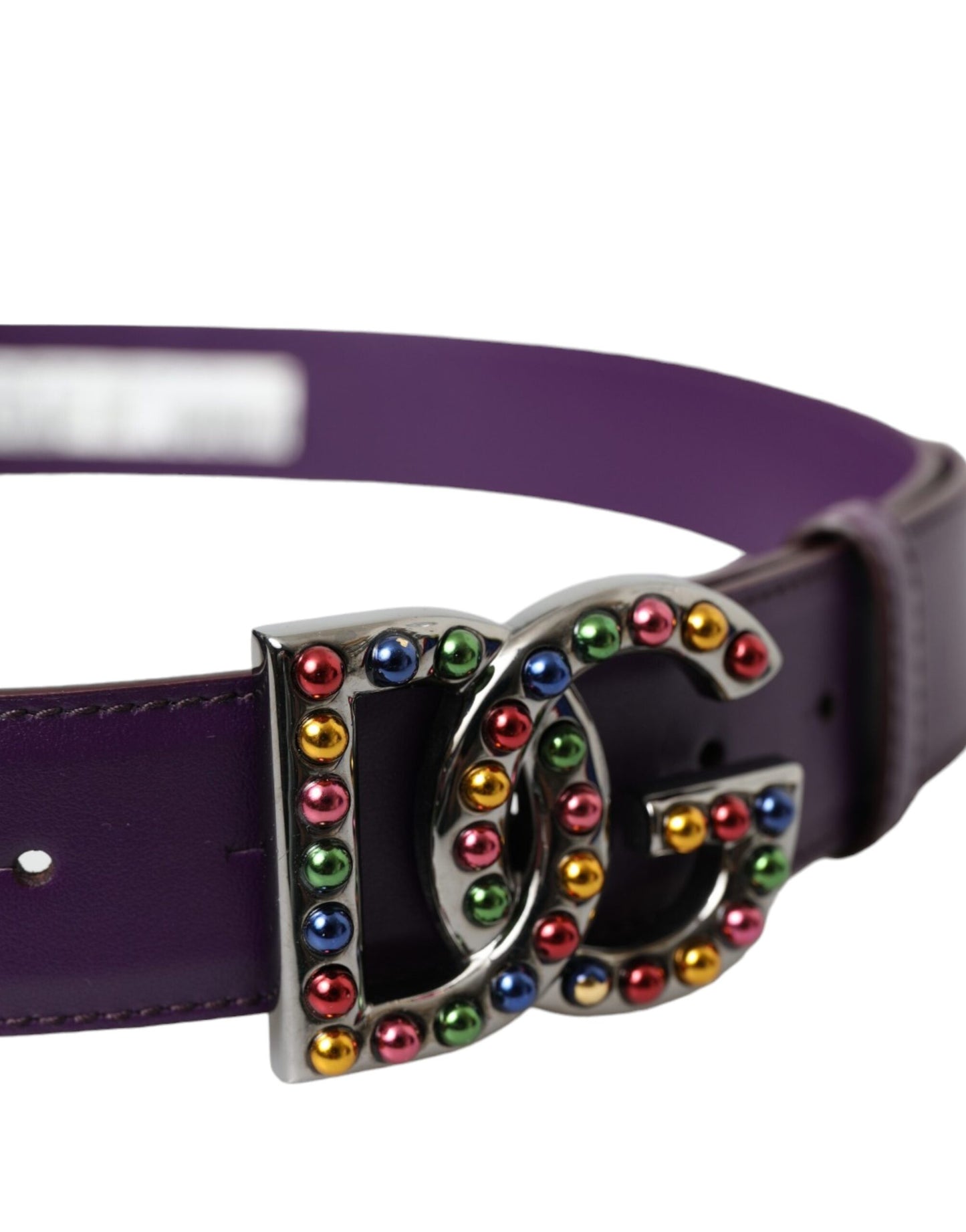 Dolce & Gabbana Lila Ledergürtel mit DG-Logo und Metallschnalle