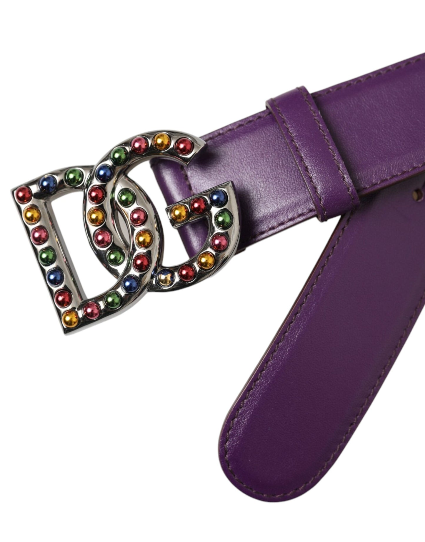 Dolce & Gabbana Lila Ledergürtel mit DG-Logo und Metallschnalle