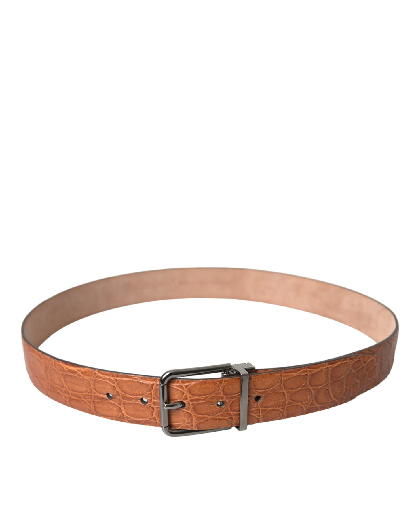 Dolce & Gabbana – Brauner Gürtel aus exotischem Leder mit silberner Metallschnalle