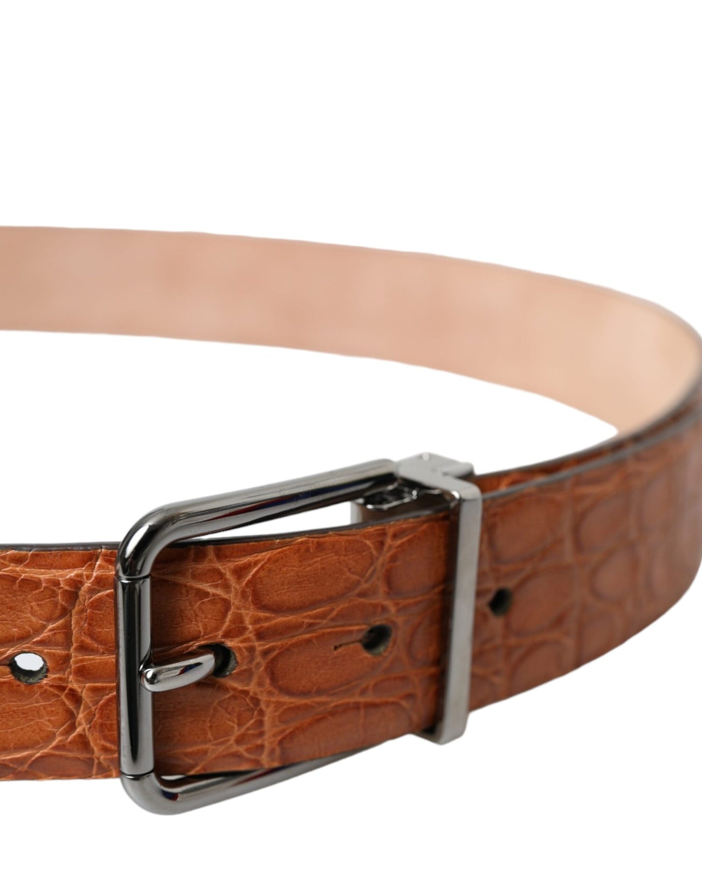 Dolce & Gabbana – Brauner Gürtel aus exotischem Leder mit silberner Metallschnalle
