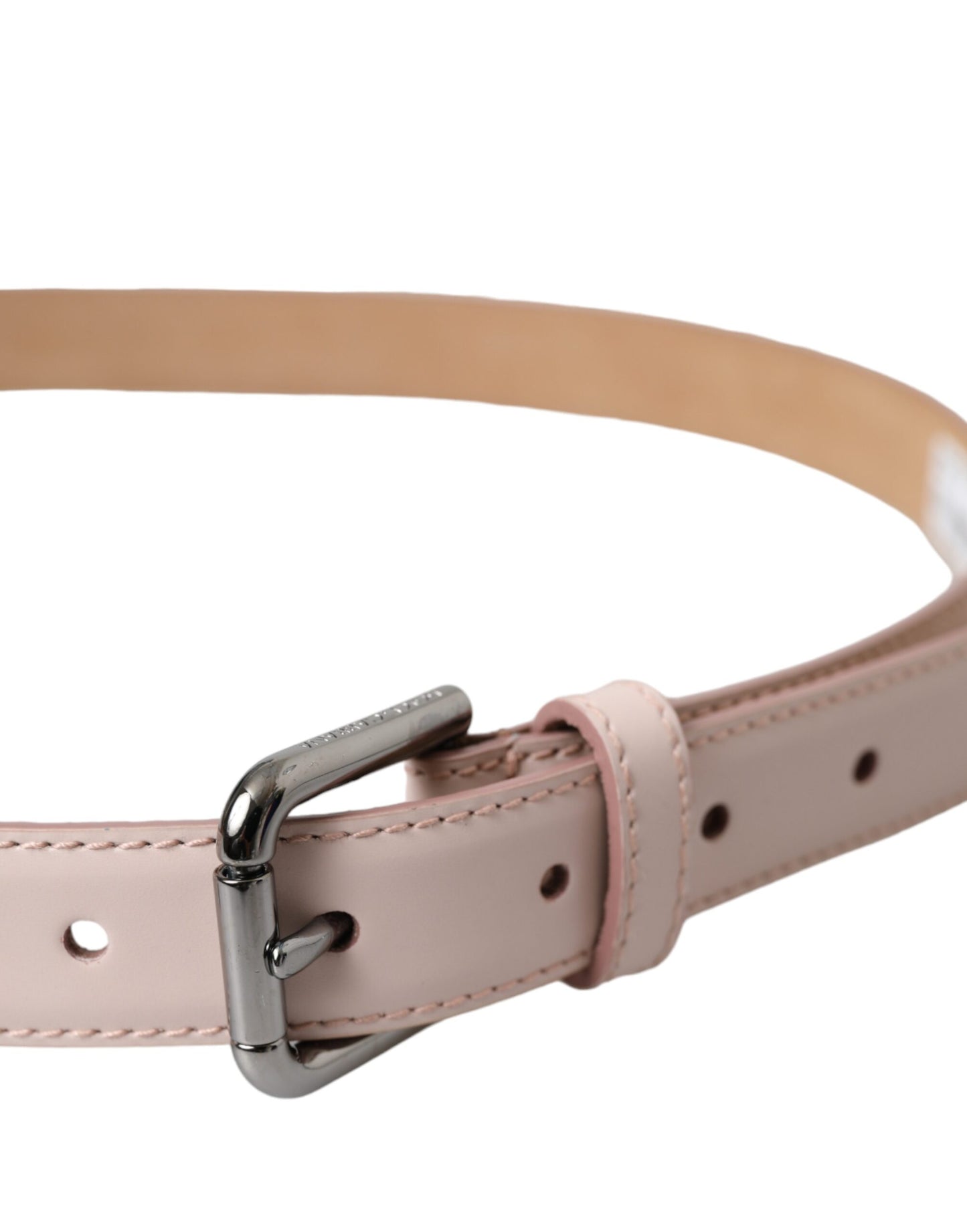 Dolce & Gabbana Hellrosa Ledergürtel mit silberner Metallschnalle
