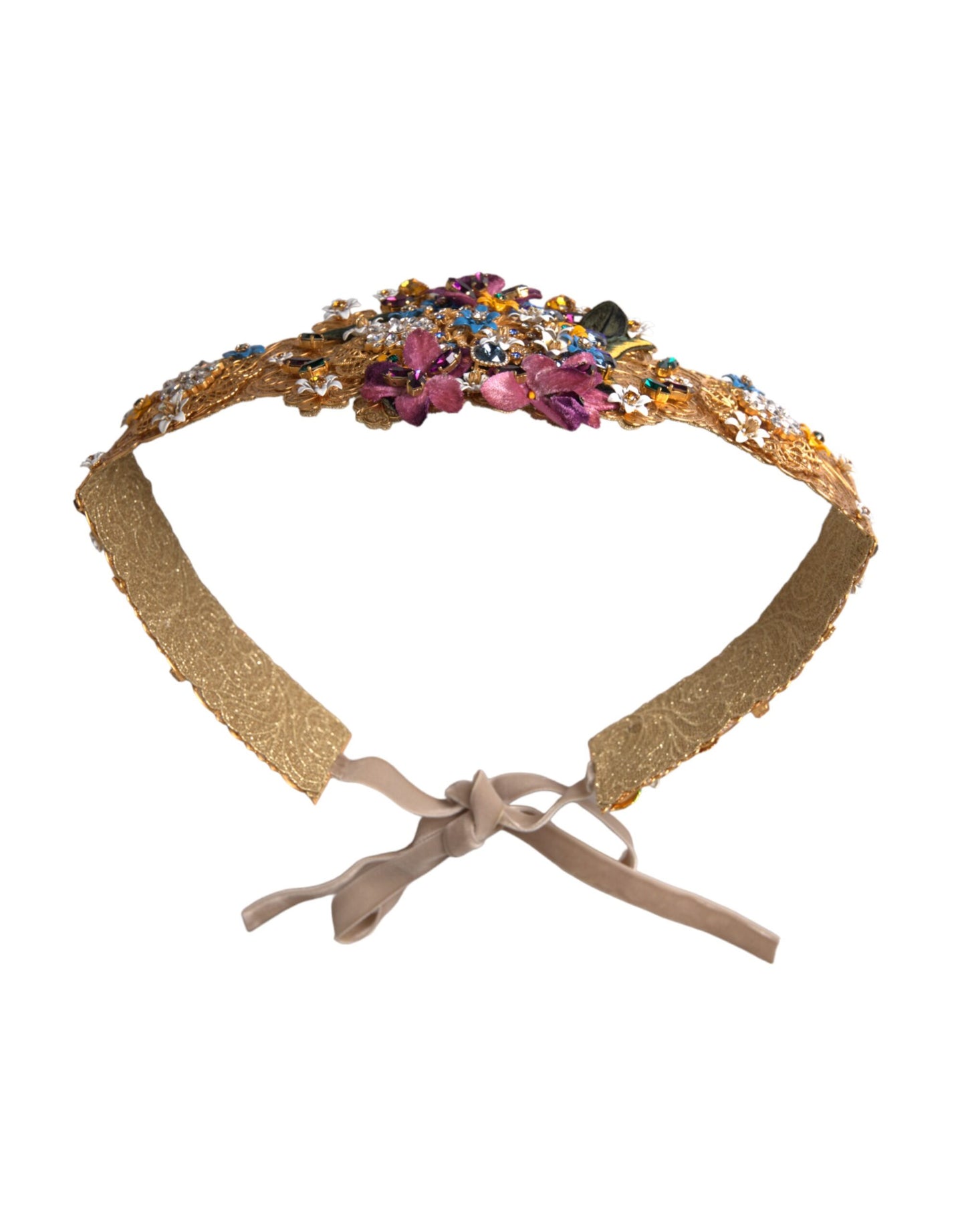 Dolce & Gabbana – Breiter Taillengürtel mit mehrfarbigem Blumen- und Kristallverzierung
