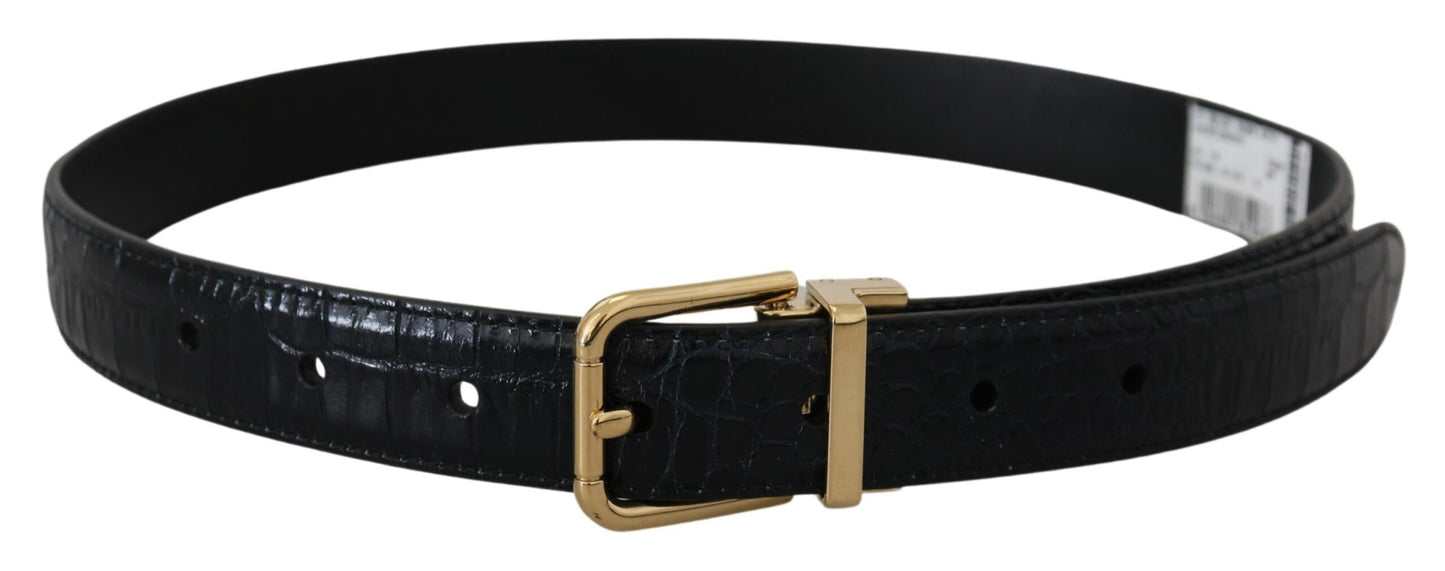 Dolce & Gabbana – Schwarzer Gürtel aus exotischem Leder mit goldener Metallschnalle