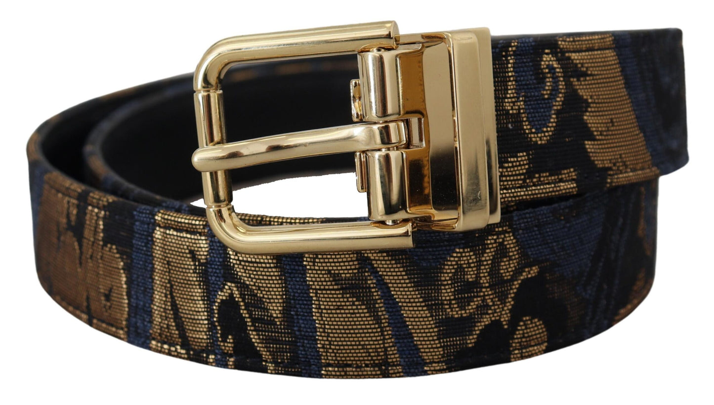 Dolce & Gabbana – Mehrfarbiger Gürtel aus Jacquard-Leder mit Logo-Schnalle