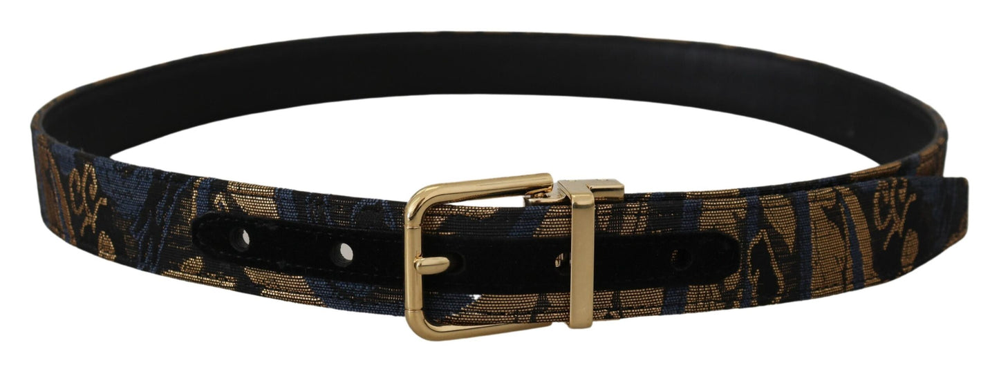 Dolce & Gabbana – Mehrfarbiger Gürtel aus Jacquard-Leder mit Logo-Schnalle