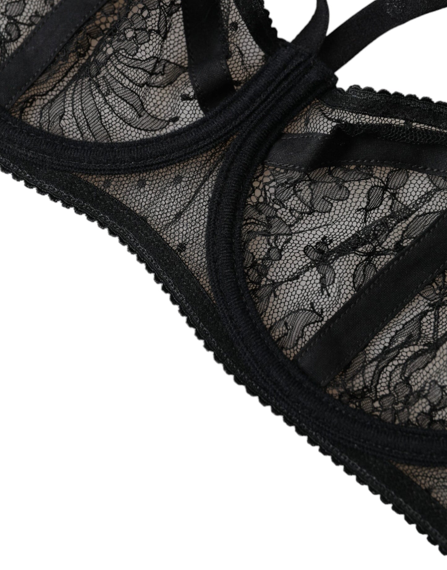 Dolce & Gabbana – Balconcino-BH aus Nylon mit Blumenspitze in Schwarz