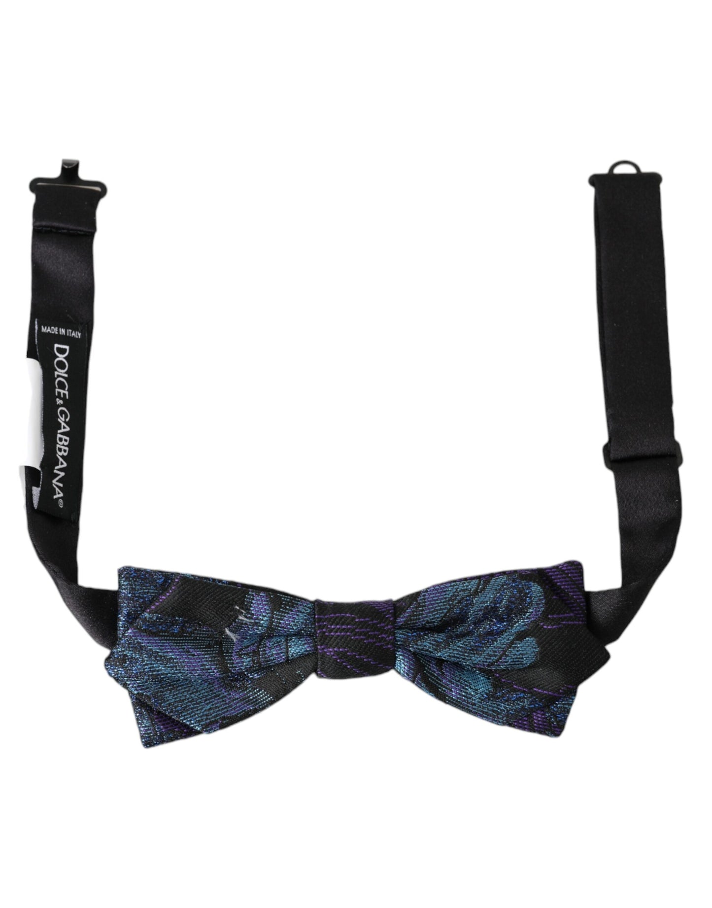 Dolce & Gabbana Schwarz-Blaue Brokat-Fliege für Herren mit verstellbarem Hals