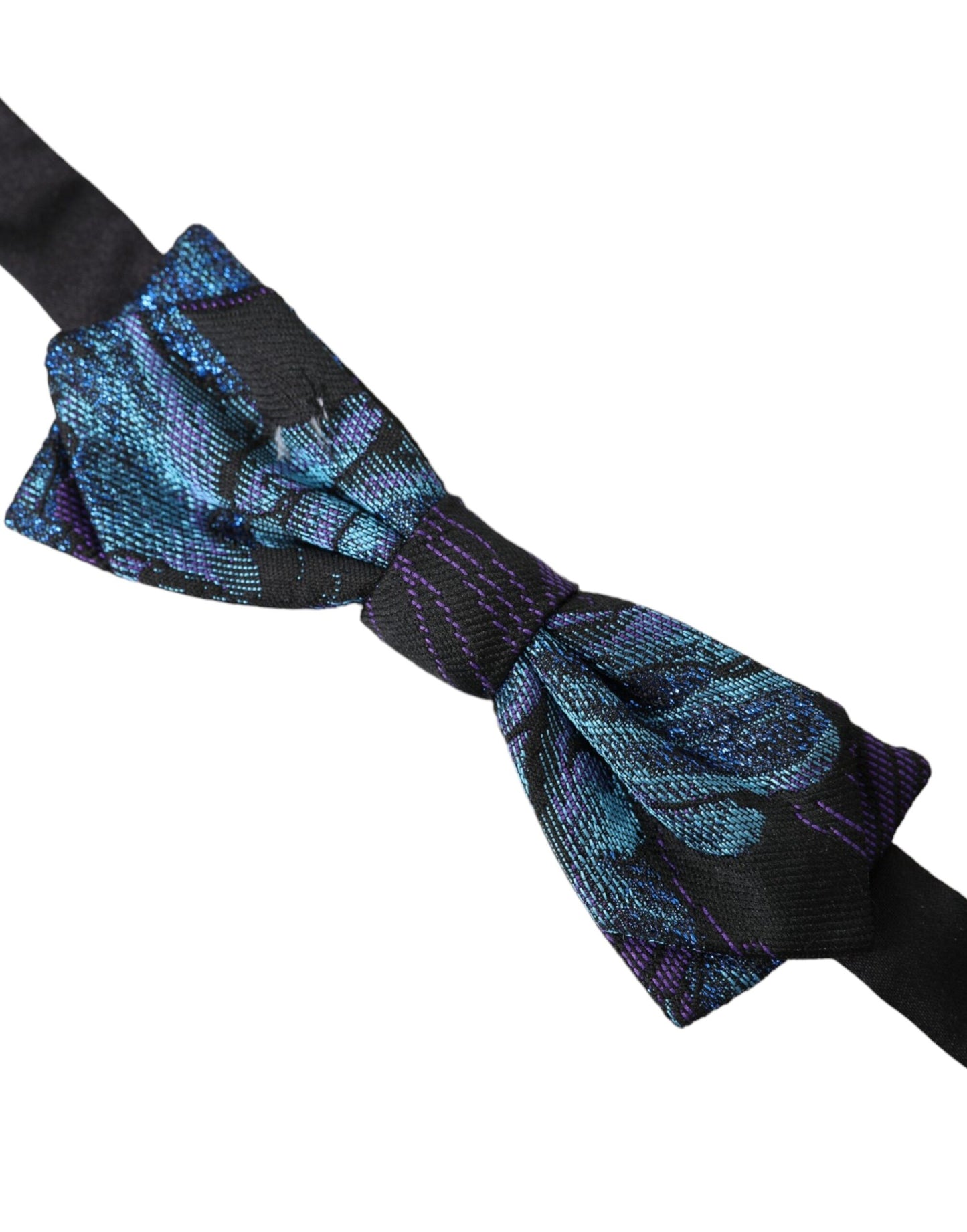 Dolce & Gabbana Schwarz-Blaue Brokat-Fliege für Herren mit verstellbarem Hals