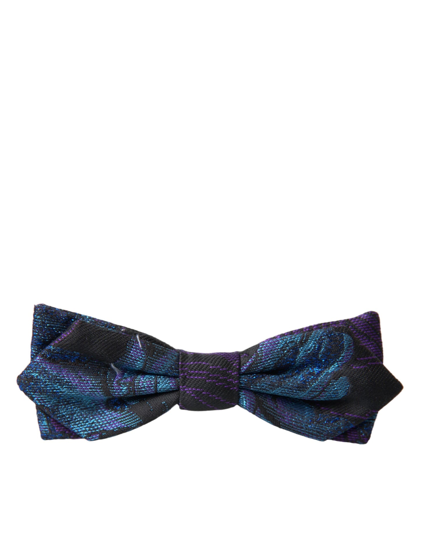 Dolce & Gabbana Schwarz-Blaue Brokat-Fliege für Herren mit verstellbarem Hals