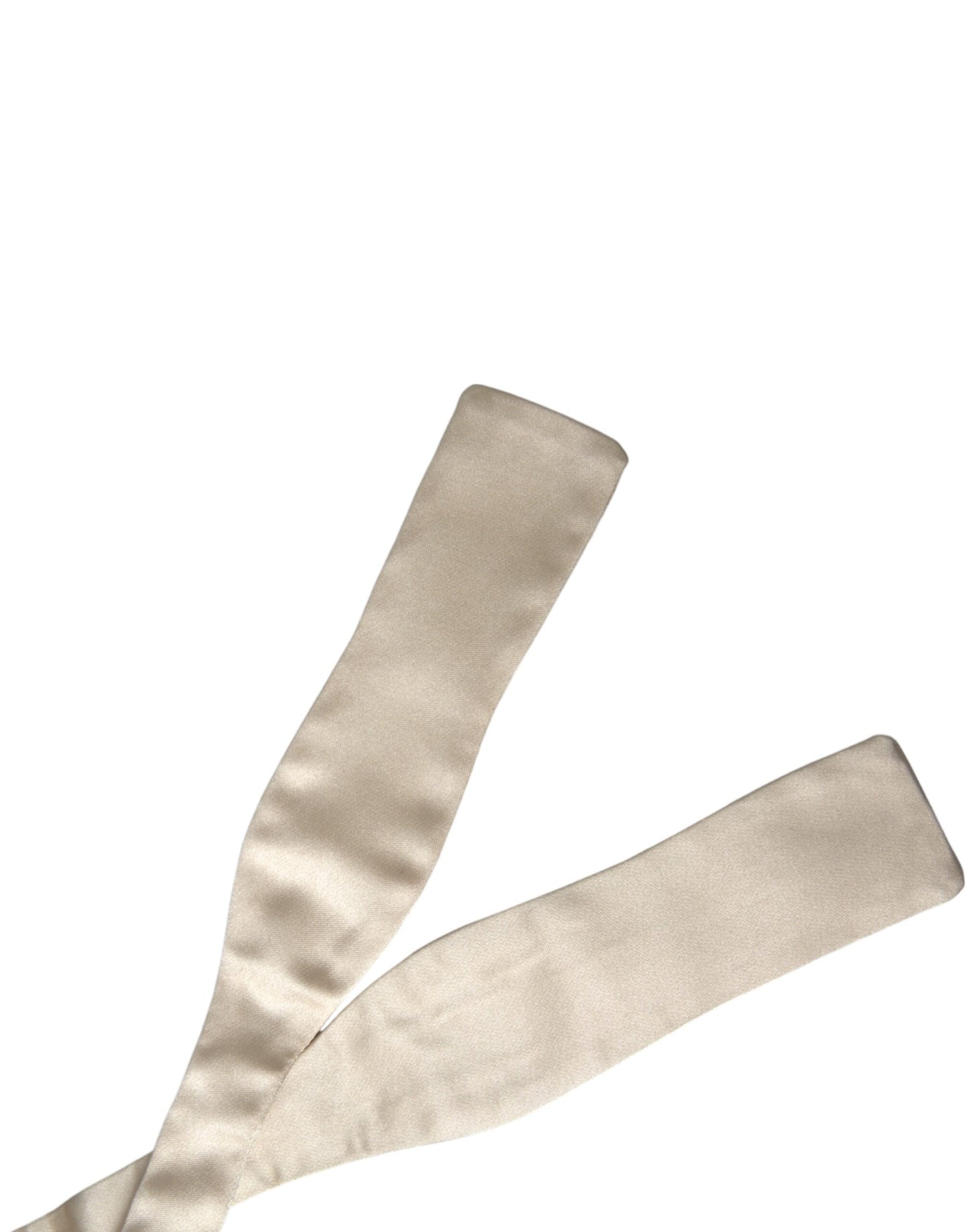 Dolce & Gabbana Beige Seide Schmale Skinny Krawatte Herren Fliege