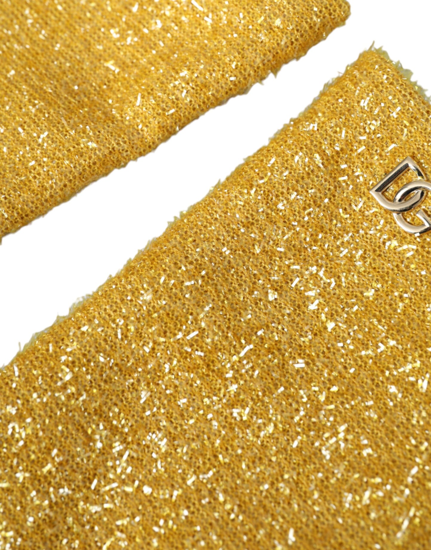 Dolce & Gabbana – Goldene Lurex-Fantasia-Handschuhe in Mittellänge