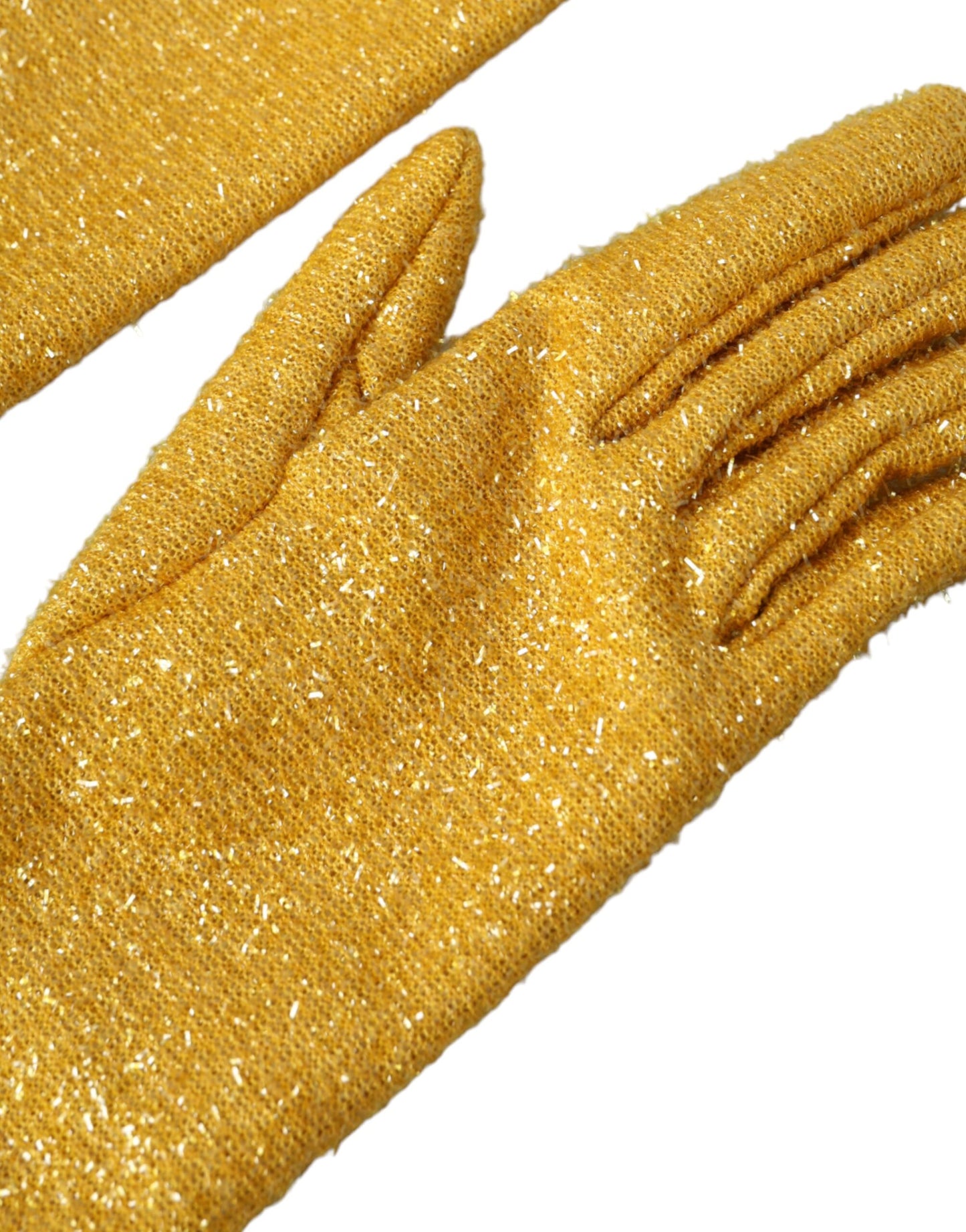 Dolce & Gabbana – Goldene Lurex-Fantasia-Handschuhe in Mittellänge