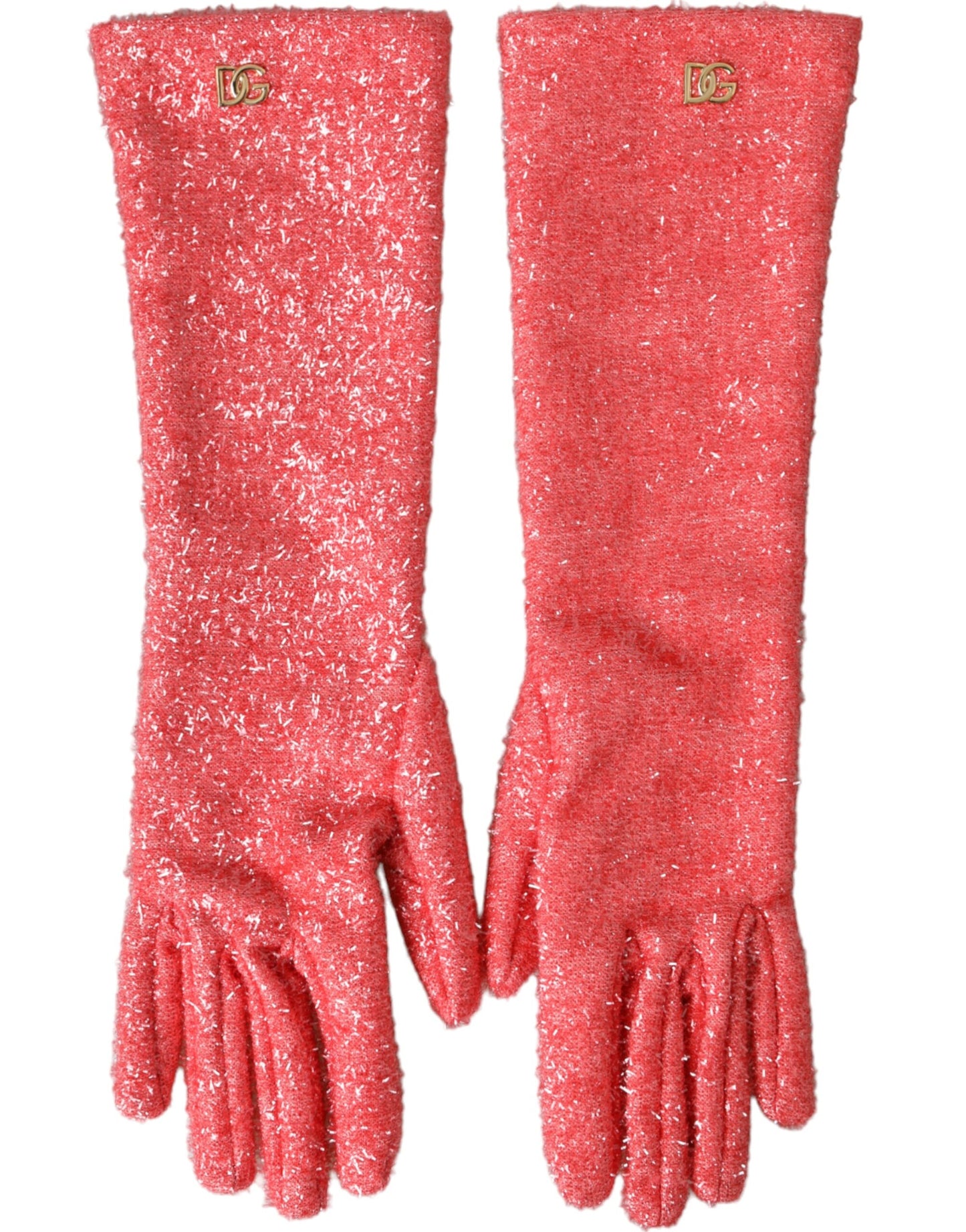 Dolce & Gabbana – Rosa Lurex Fantasia – Mittellange Handschuhe