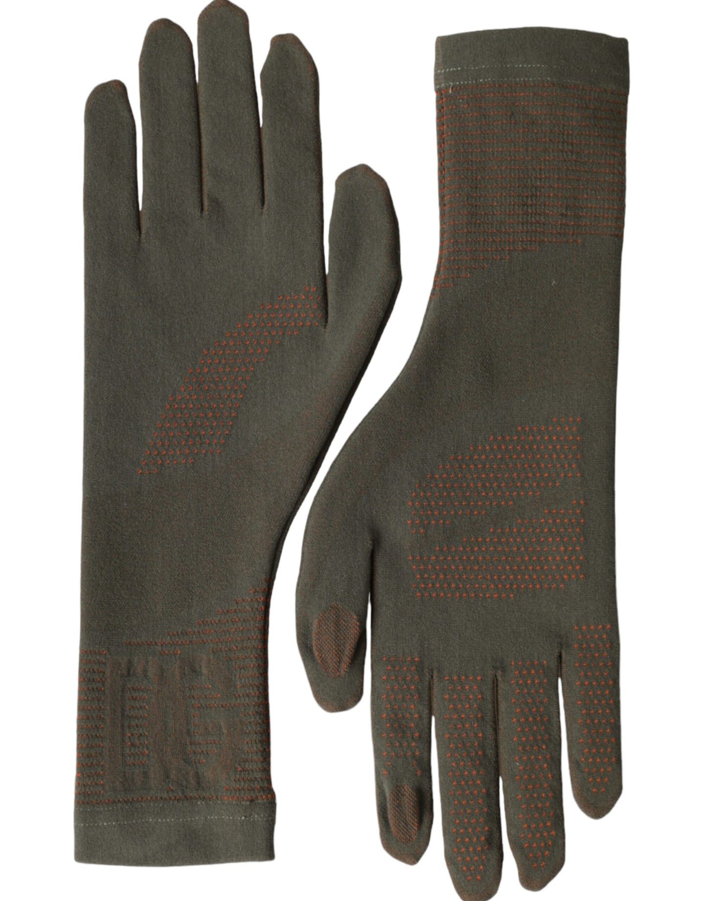Dolce & Gabbana – Handgelenklange Handschuhe aus Stretch-Baumwolle in Braun