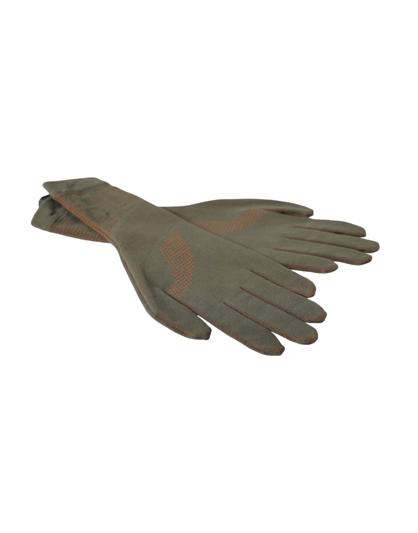 Dolce & Gabbana – Handgelenklange Handschuhe aus Stretch-Baumwolle in Braun