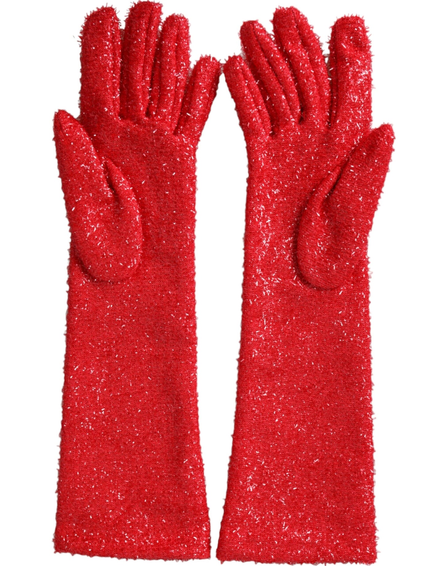 Dolce & Gabbana – Rote Lurex-Fantasia-Handschuhe in Mittellänge