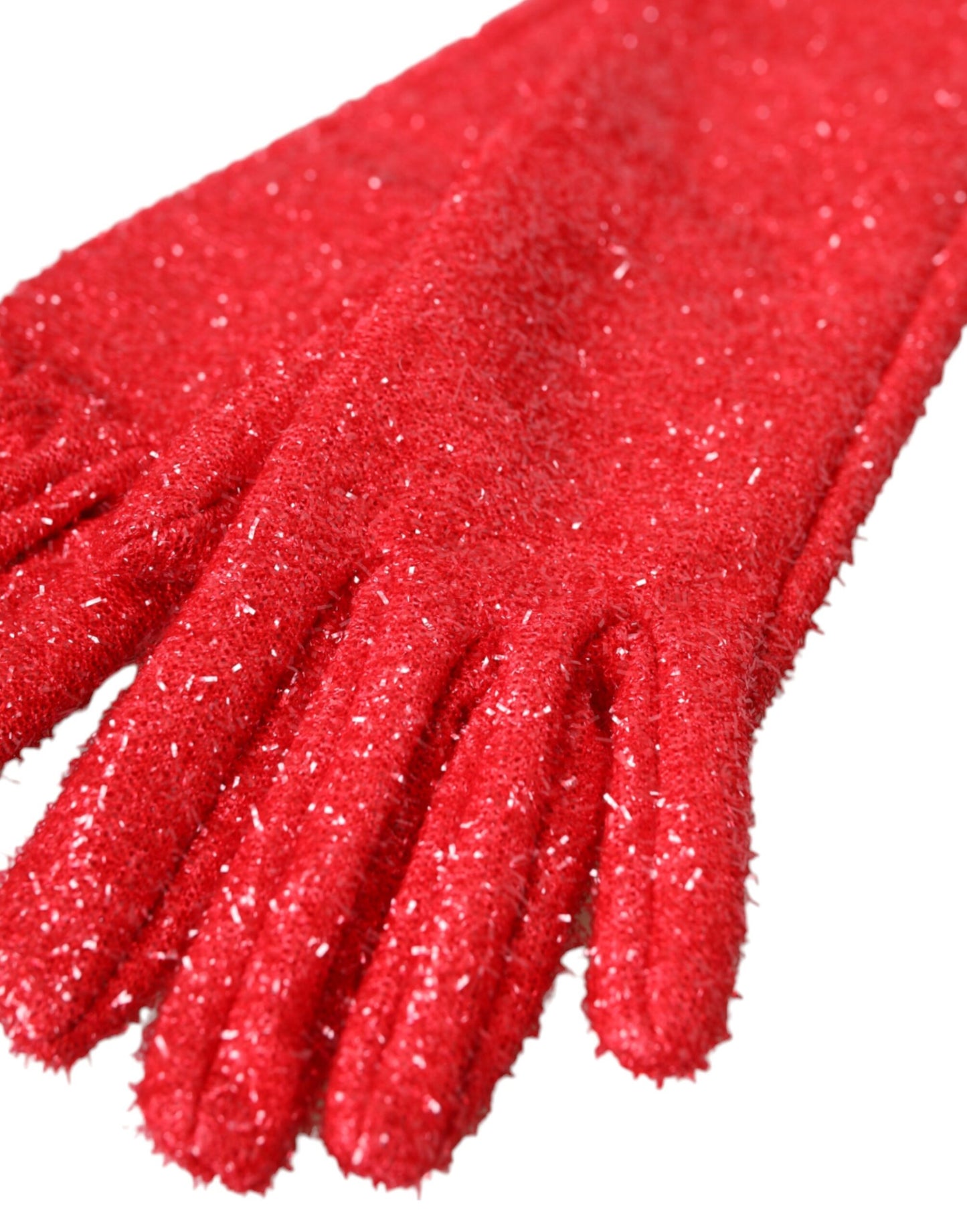 Dolce & Gabbana – Rote Lurex-Fantasia-Handschuhe in Mittellänge