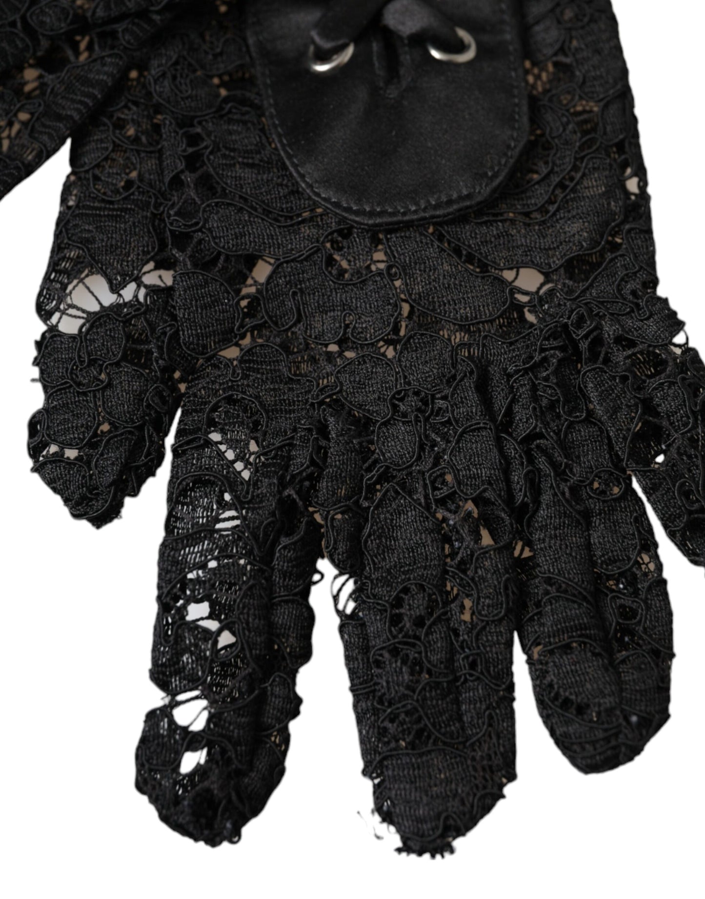Dolce & Gabbana – Schwarze Taormina-Spitzenhandschuhe in Ellenbogenlänge