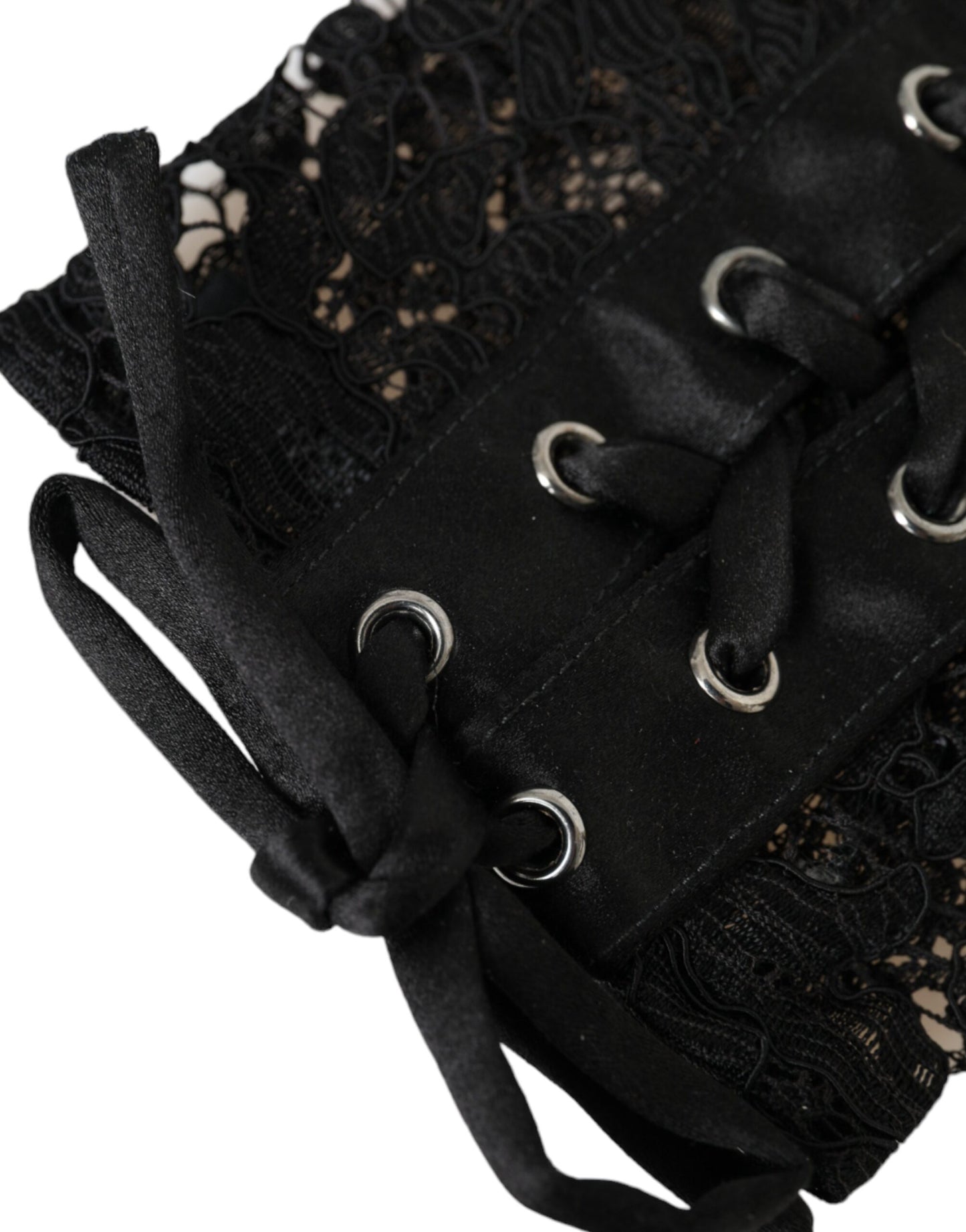 Dolce & Gabbana – Schwarze Taormina-Spitzenhandschuhe in Ellenbogenlänge