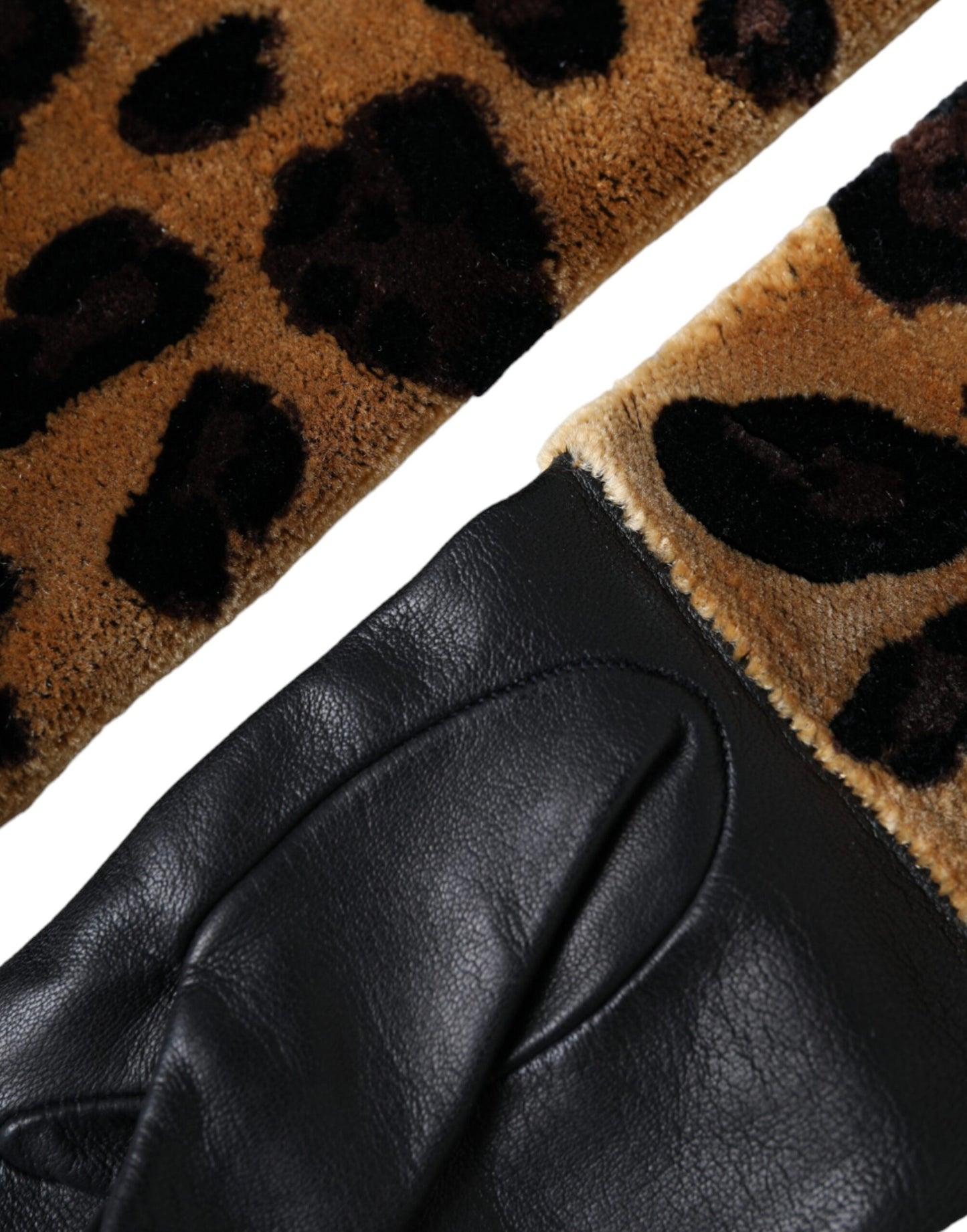Dolce & Gabbana – Ellenbogenlange Handschuhe aus braun-schwarzem Leopardenleder