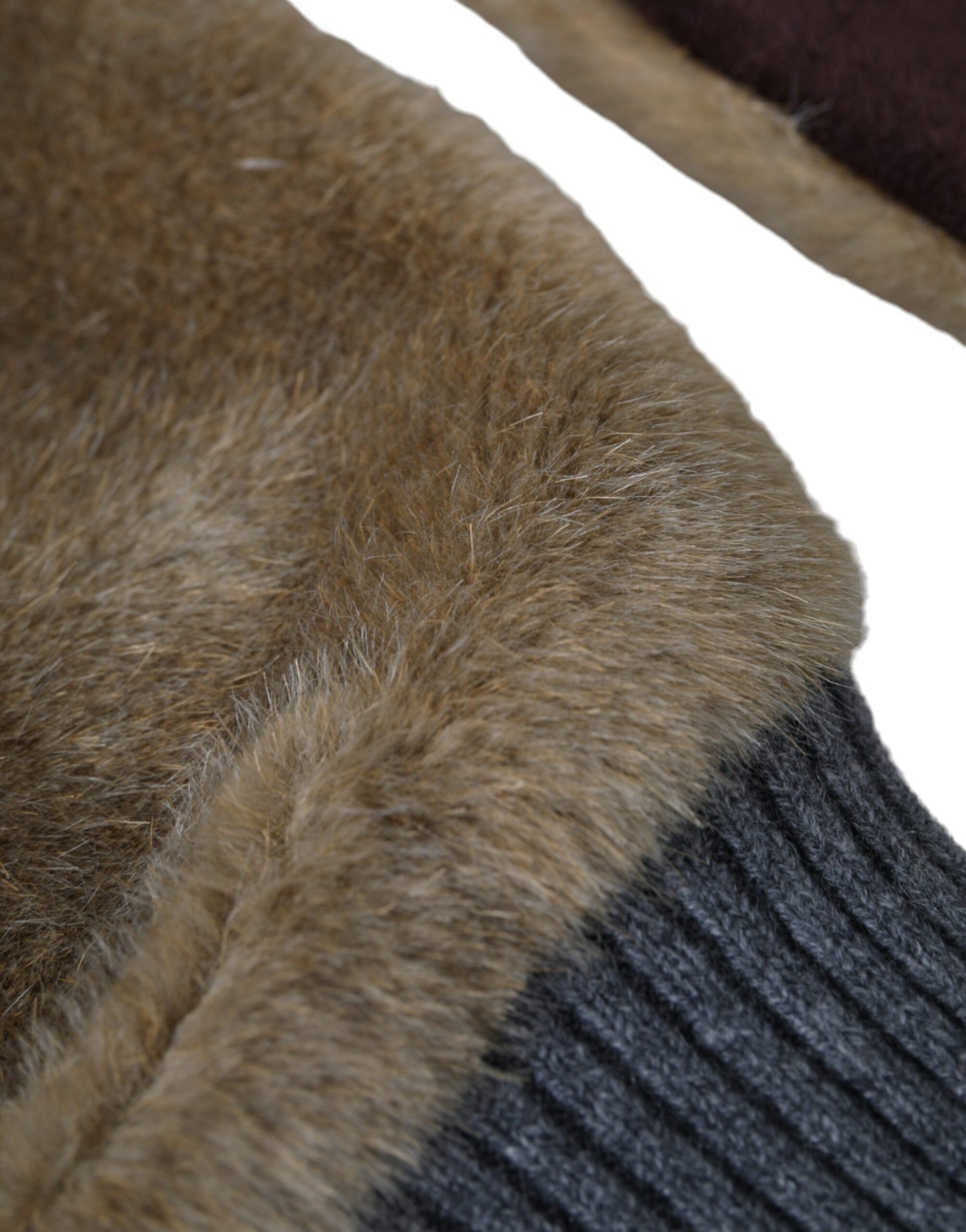 Dolce & Gabbana Beige Fäustlinge aus Acryl mit Strickpelz am Handgelenk