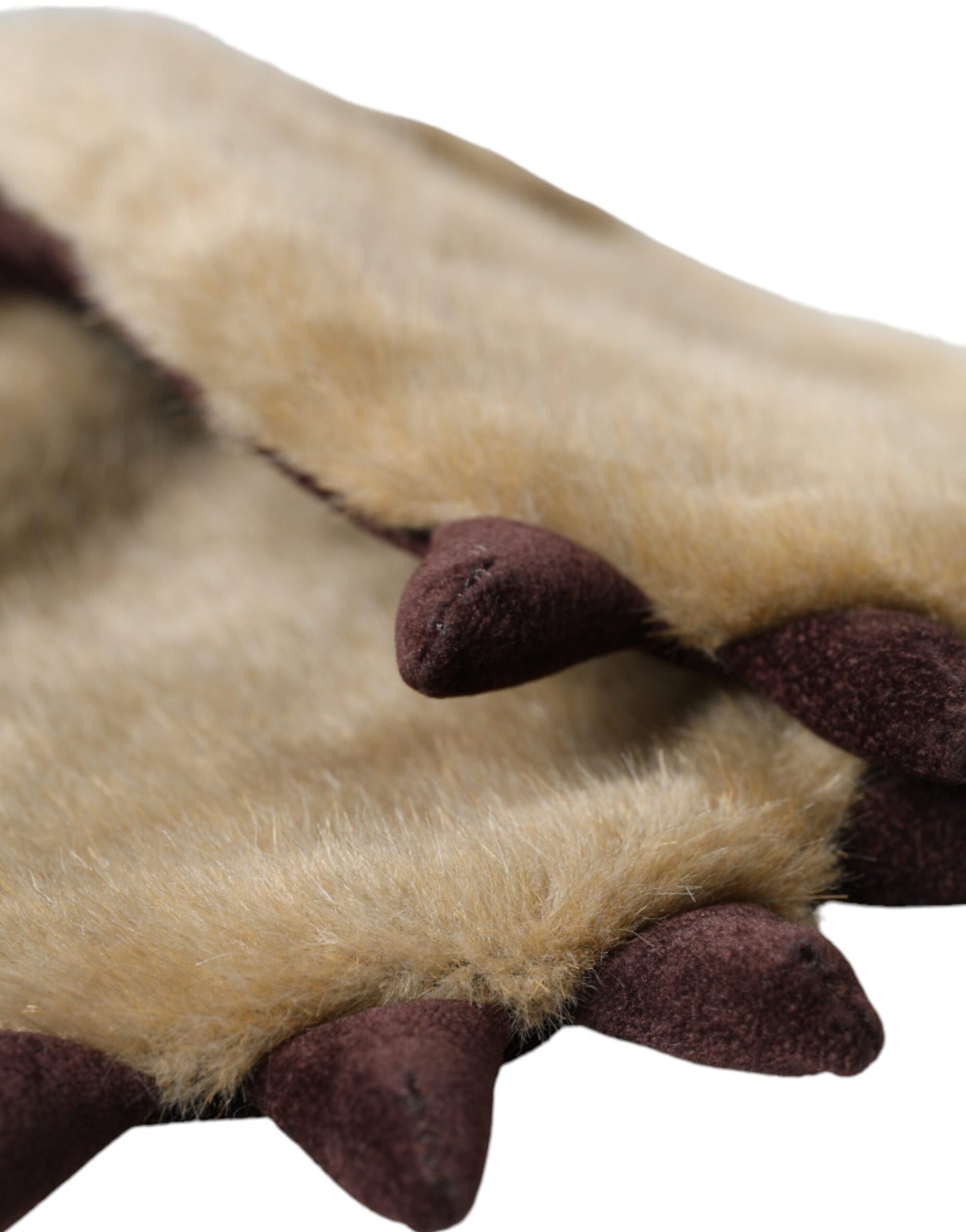 Dolce & Gabbana Beige Fäustlinge aus Acryl mit Strickpelz am Handgelenk