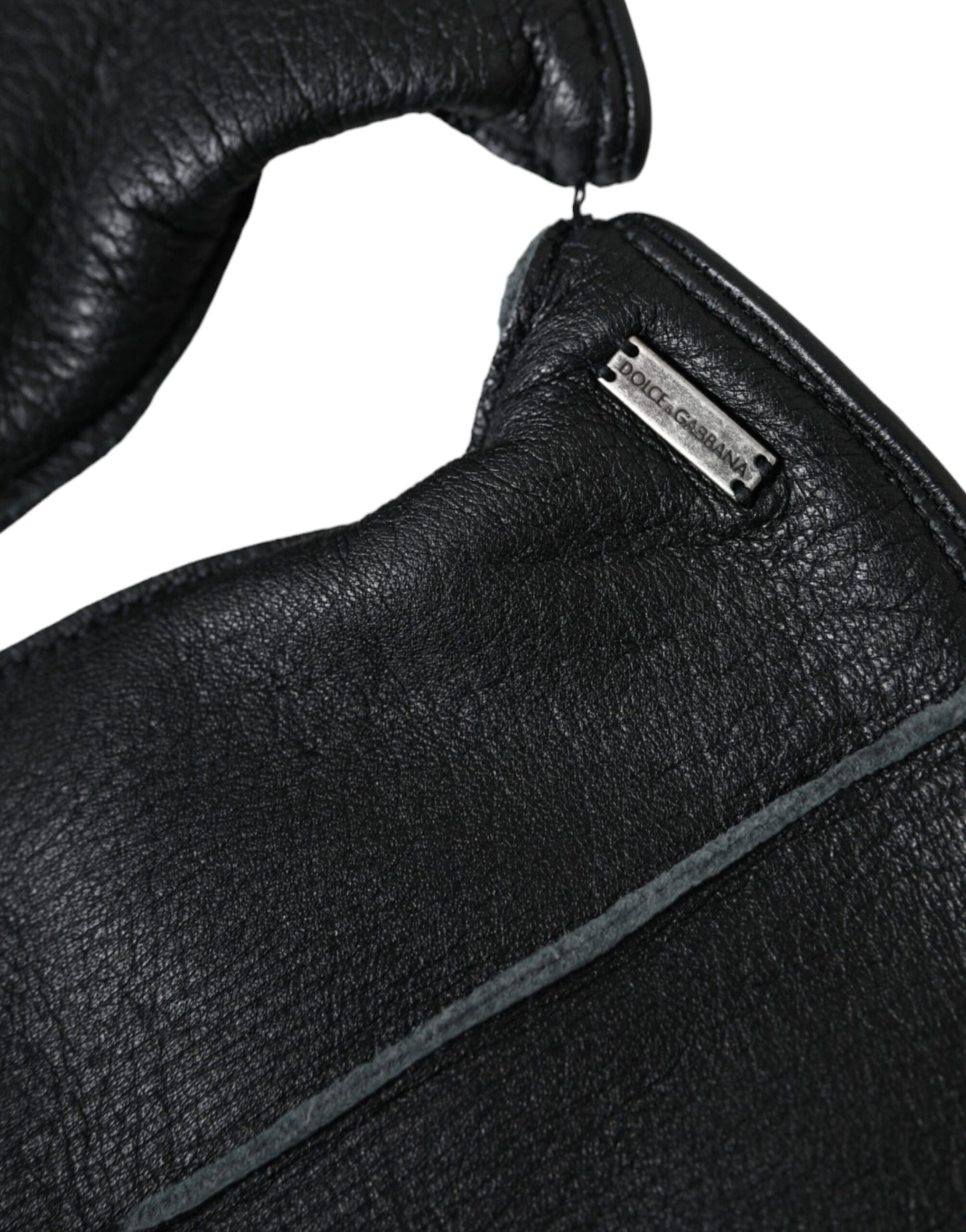Dolce & Gabbana – Handgelenklange Handschuhe aus schwarzem Hirschleder