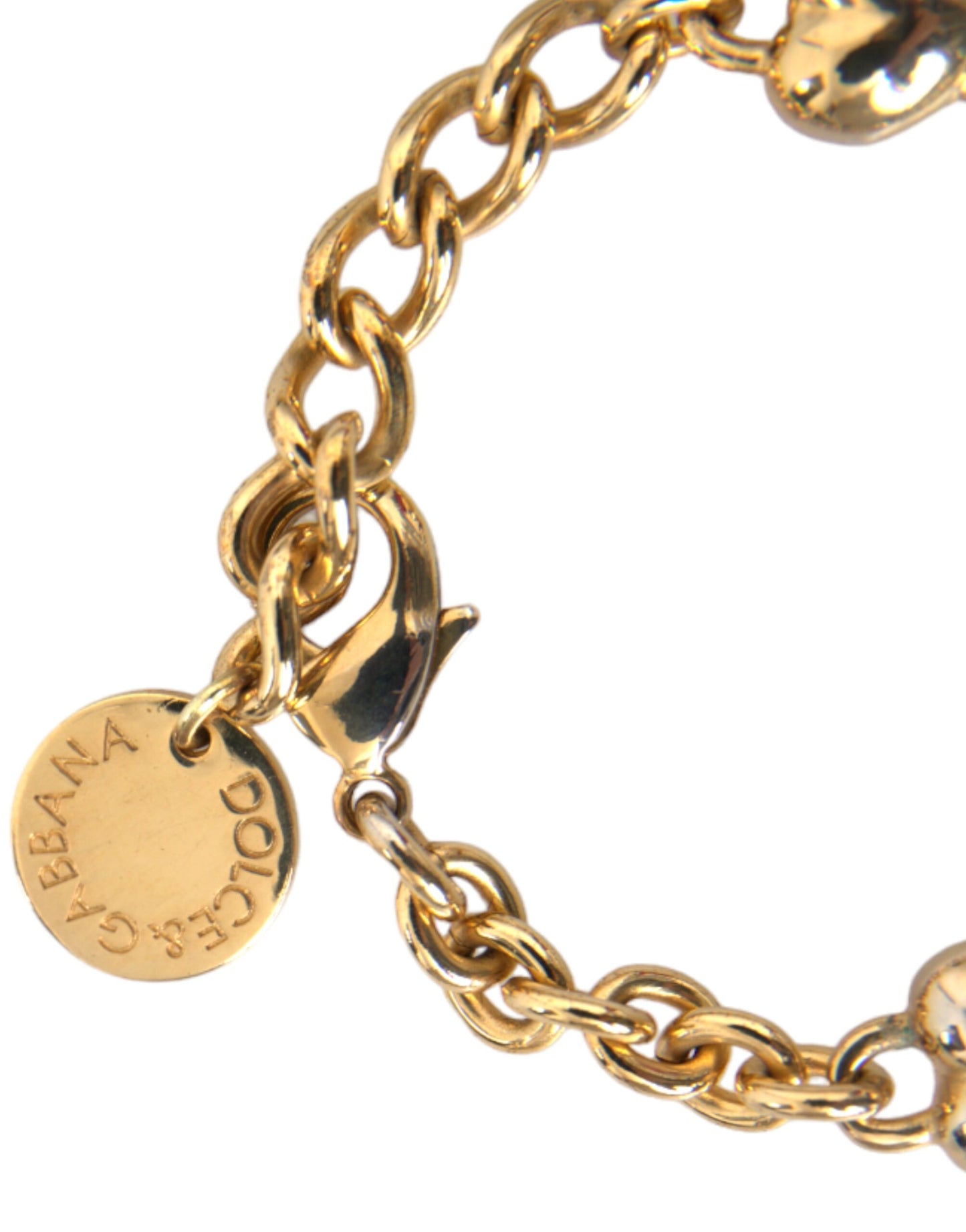 Dolce & Gabbana – Goldfarbenes Messingkettenarmband „MY DOG“ mit Herzmotiv