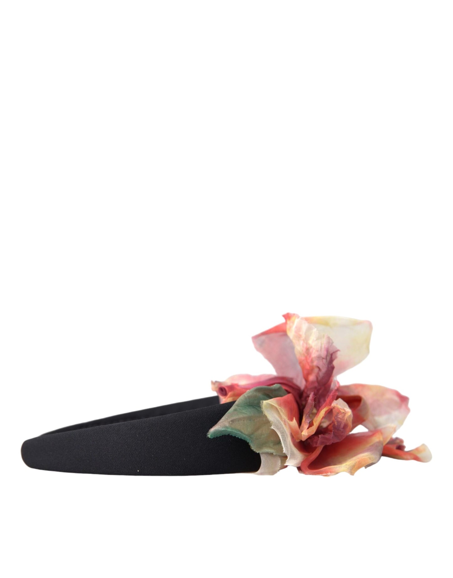 Dolce & Gabbana Rose Pink Silk Floral Black Tiara Damen Haarband Diadem