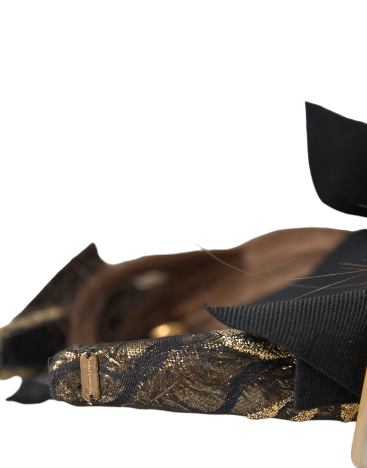 Dolce & Gabbana Schwarz Kristall Knopf Braun Haar Frauen Stirnband Diadem