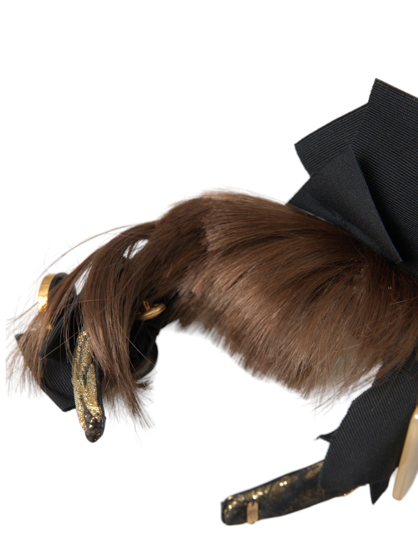 Dolce & Gabbana Schwarz Kristall Knopf Braun Haar Frauen Stirnband Diadem