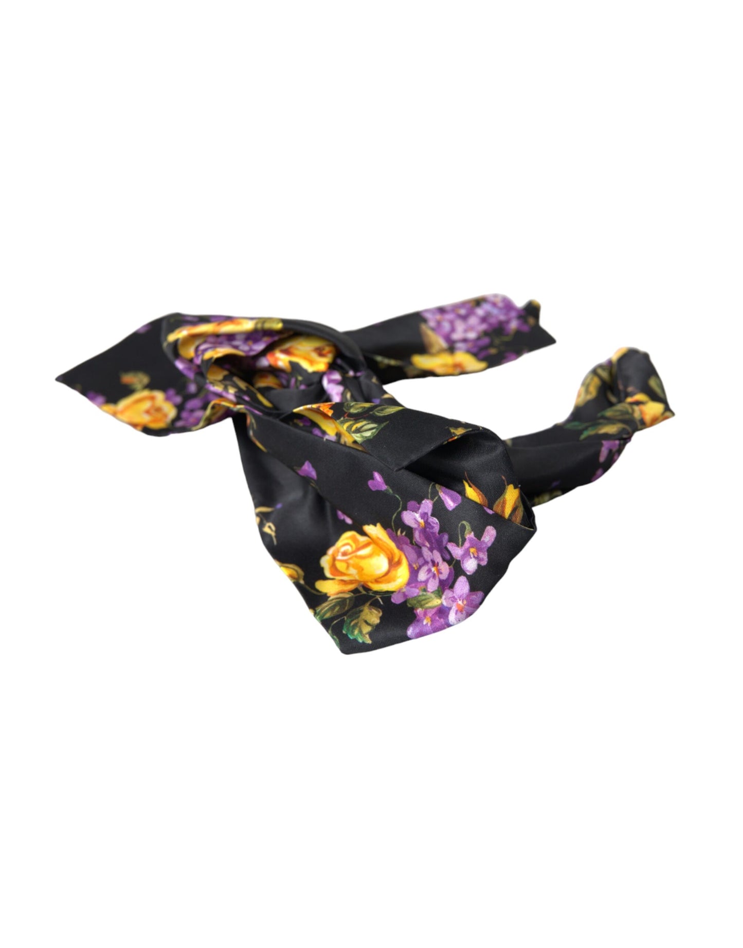 Dolce & Gabbana Schwarzes Seiden-Stirnband mit Blumenapplikation für Damen