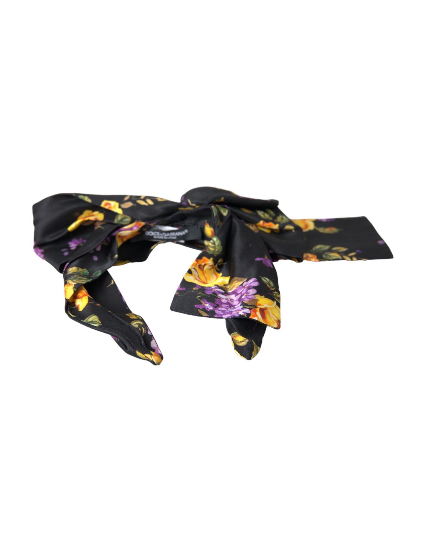 Dolce & Gabbana Schwarzes Seiden-Stirnband mit Blumenapplikation für Damen