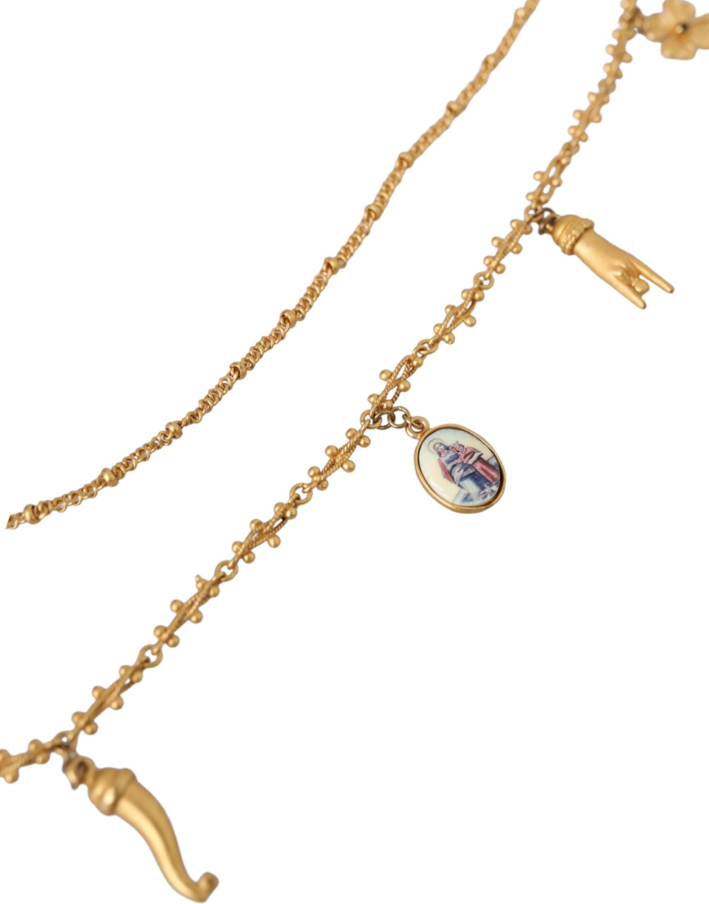 Dolce & Gabbana – Statement-Halskette „Sicily“ aus Messing mit goldfarbener Kette