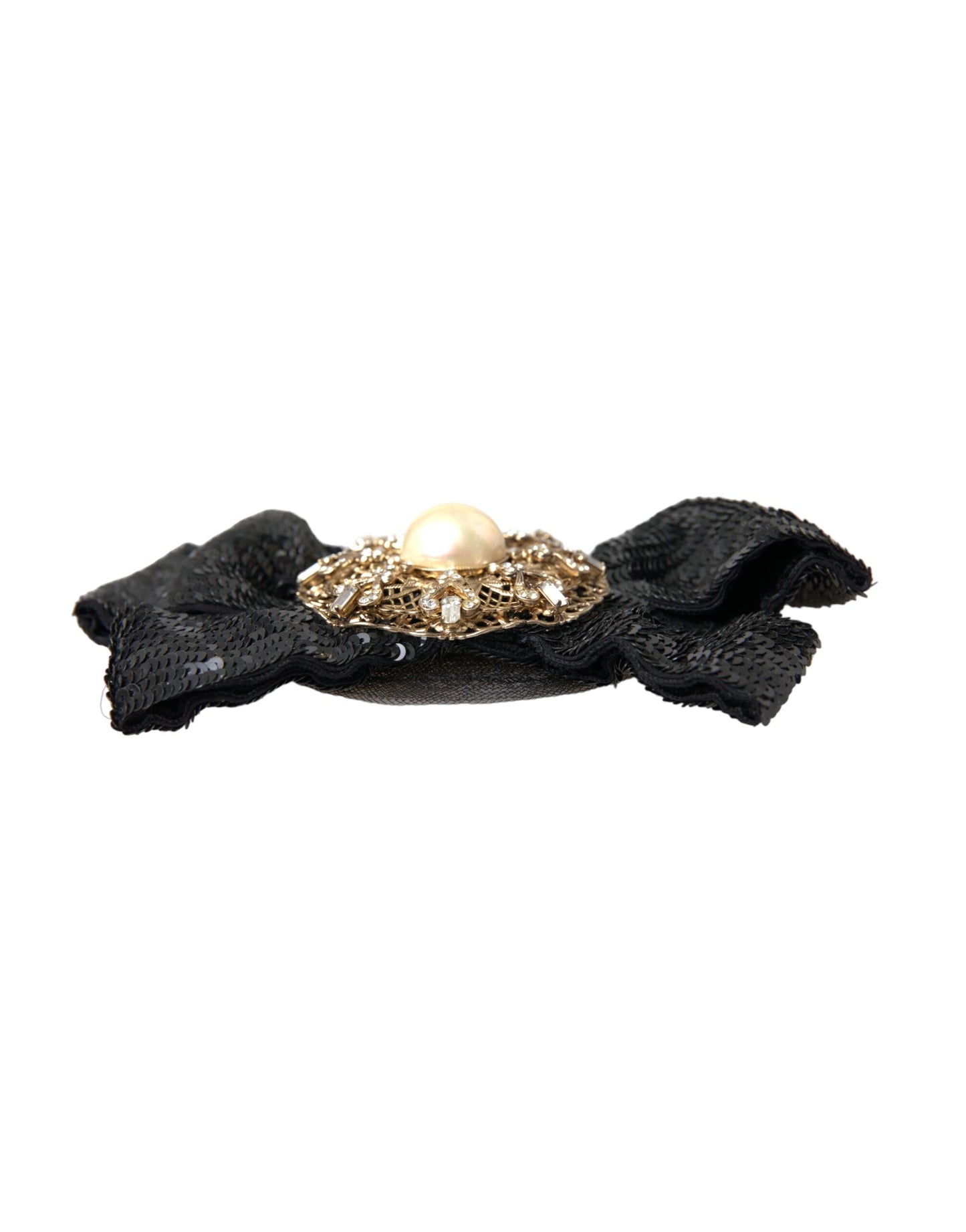 Dolce & Gabbana – Handgemachte Haarnadel mit schwarzen Pailletten und Perlen