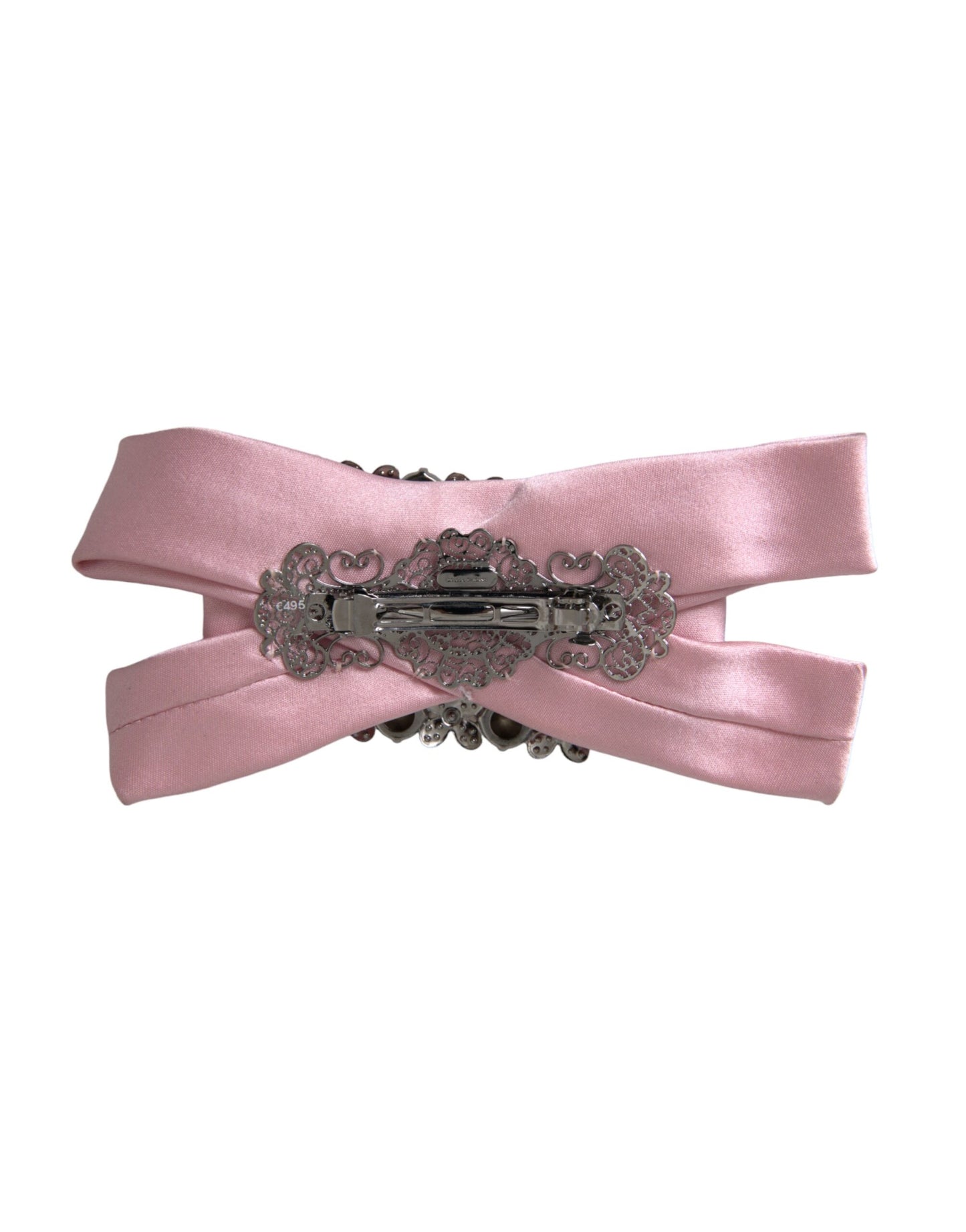 Dolce & Gabbana Rosa Satin Kristall Schmuck Brosche Haarnadel