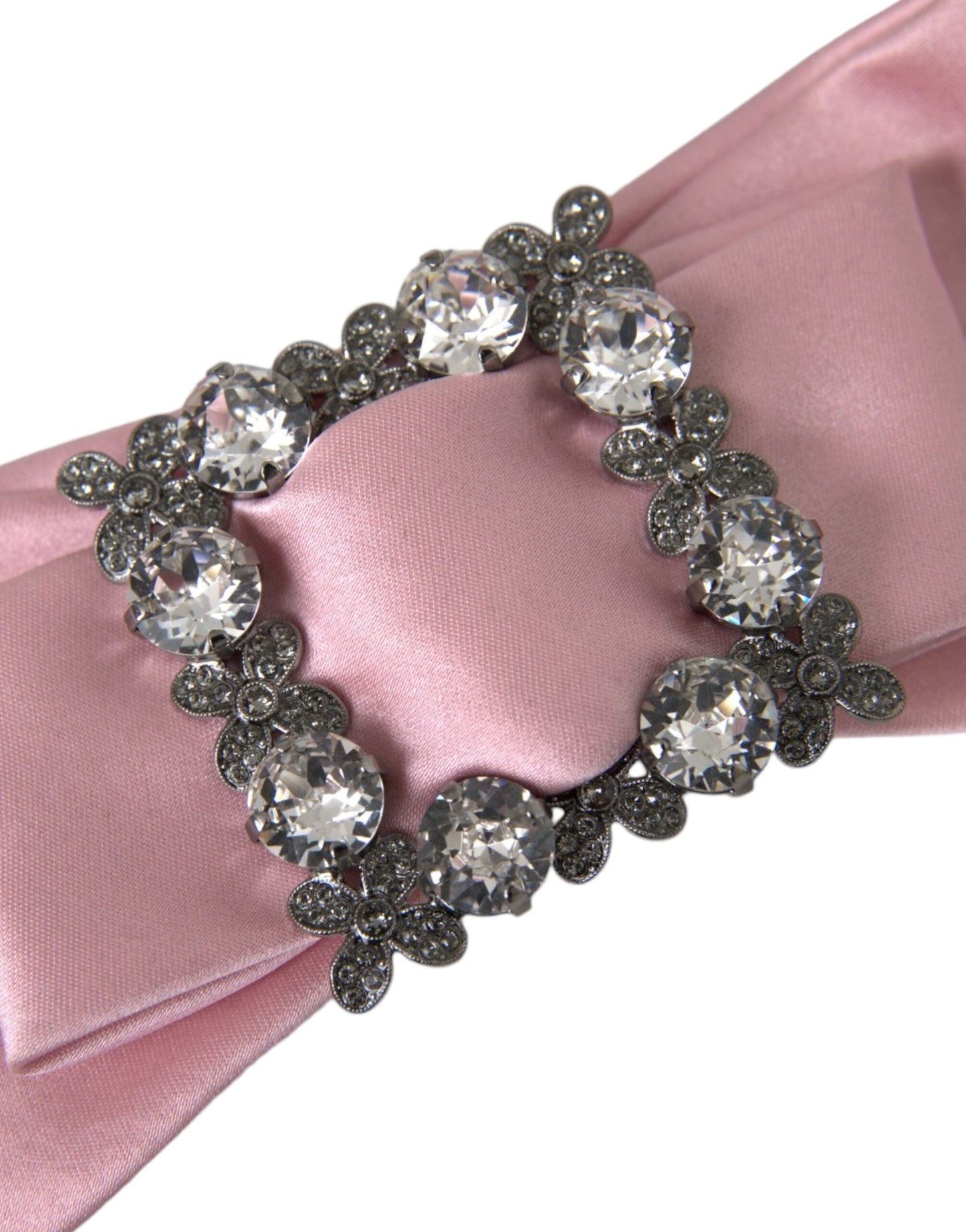 Dolce & Gabbana Rosa Satin Kristall Schmuck Brosche Haarnadel