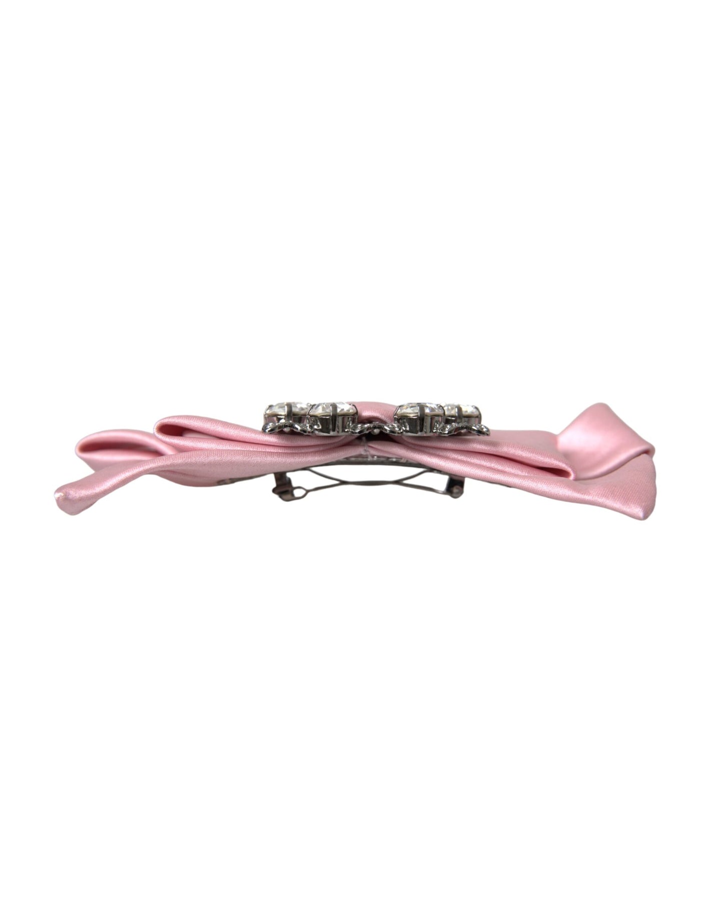 Dolce & Gabbana Rosa Satin Kristall Schmuck Brosche Haarnadel