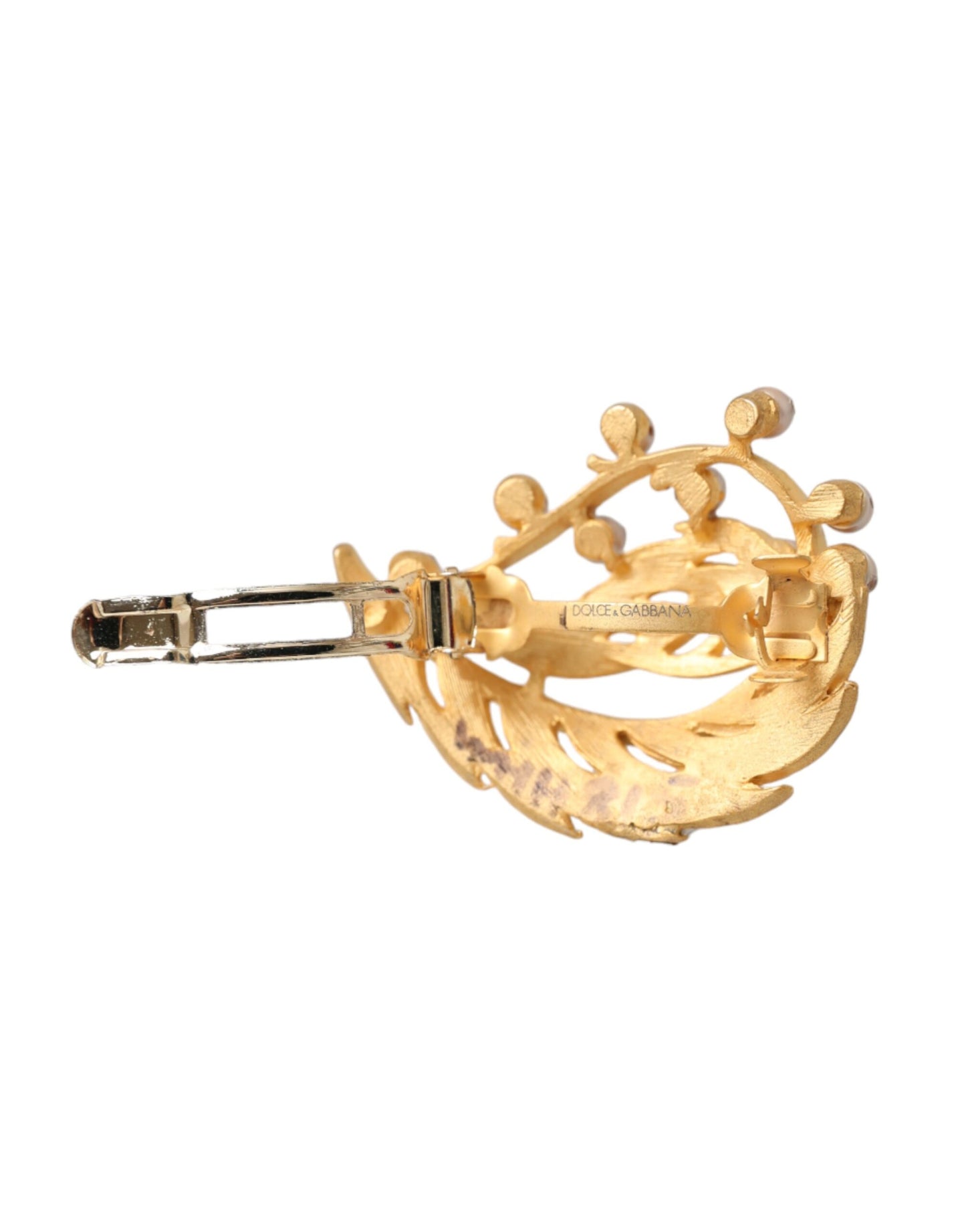 Dolce & Gabbana – Haarnadel mit Blattverzierung aus Messing in Gold